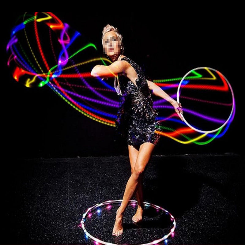 Detachable 10 LED Glowing Sport Hoop Multicolor Hoop Weight Loss Bodybuilding Fitness Hoops For Children Adult
