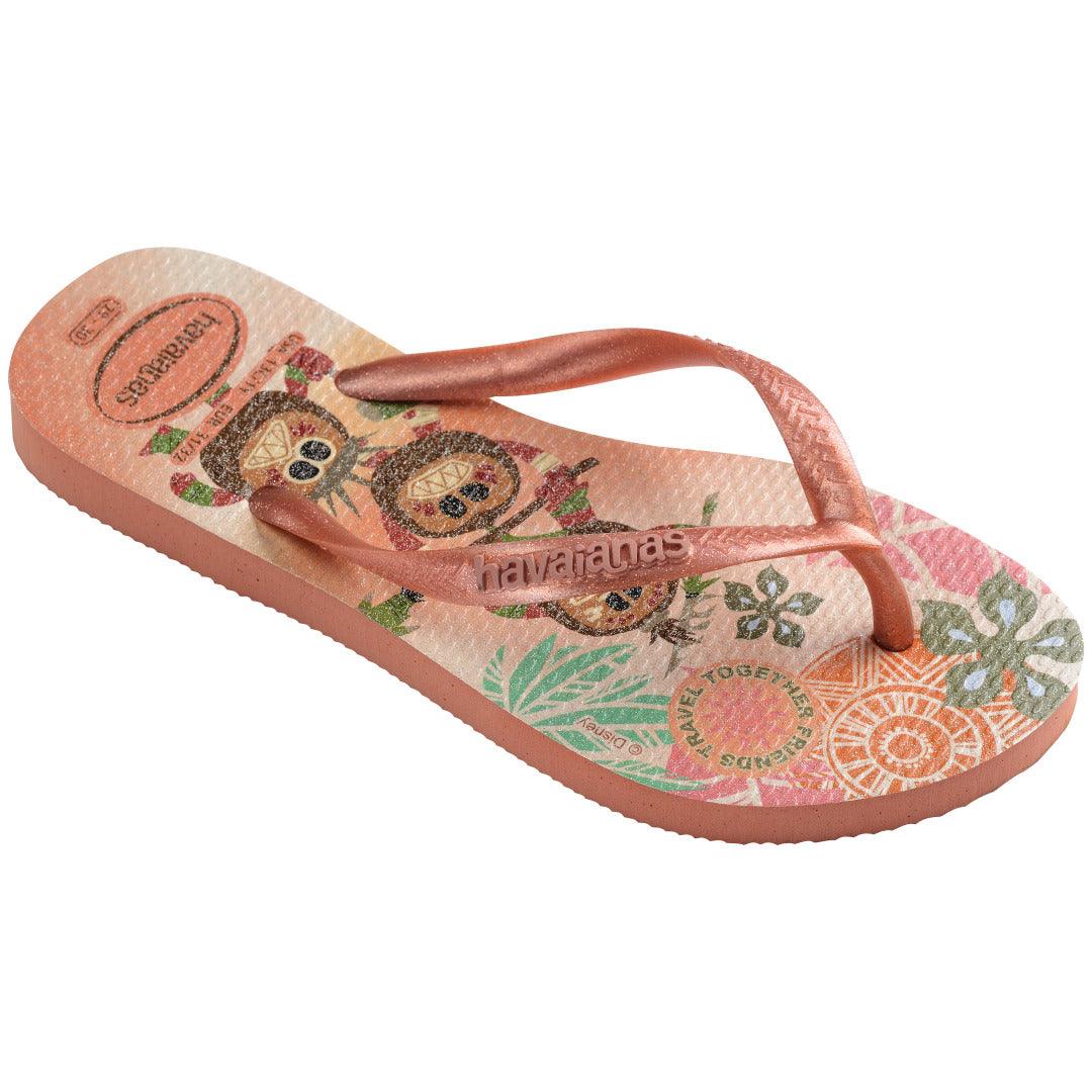 Chinelo Havaianas Infantil Slim Princesas Moana Rosa Clay