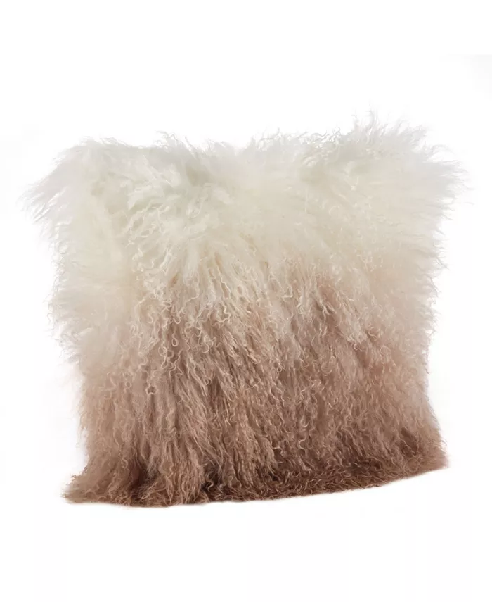 Saro Lifestyle Mongolian Lamb Fur Ombre Throw Pillow， 16