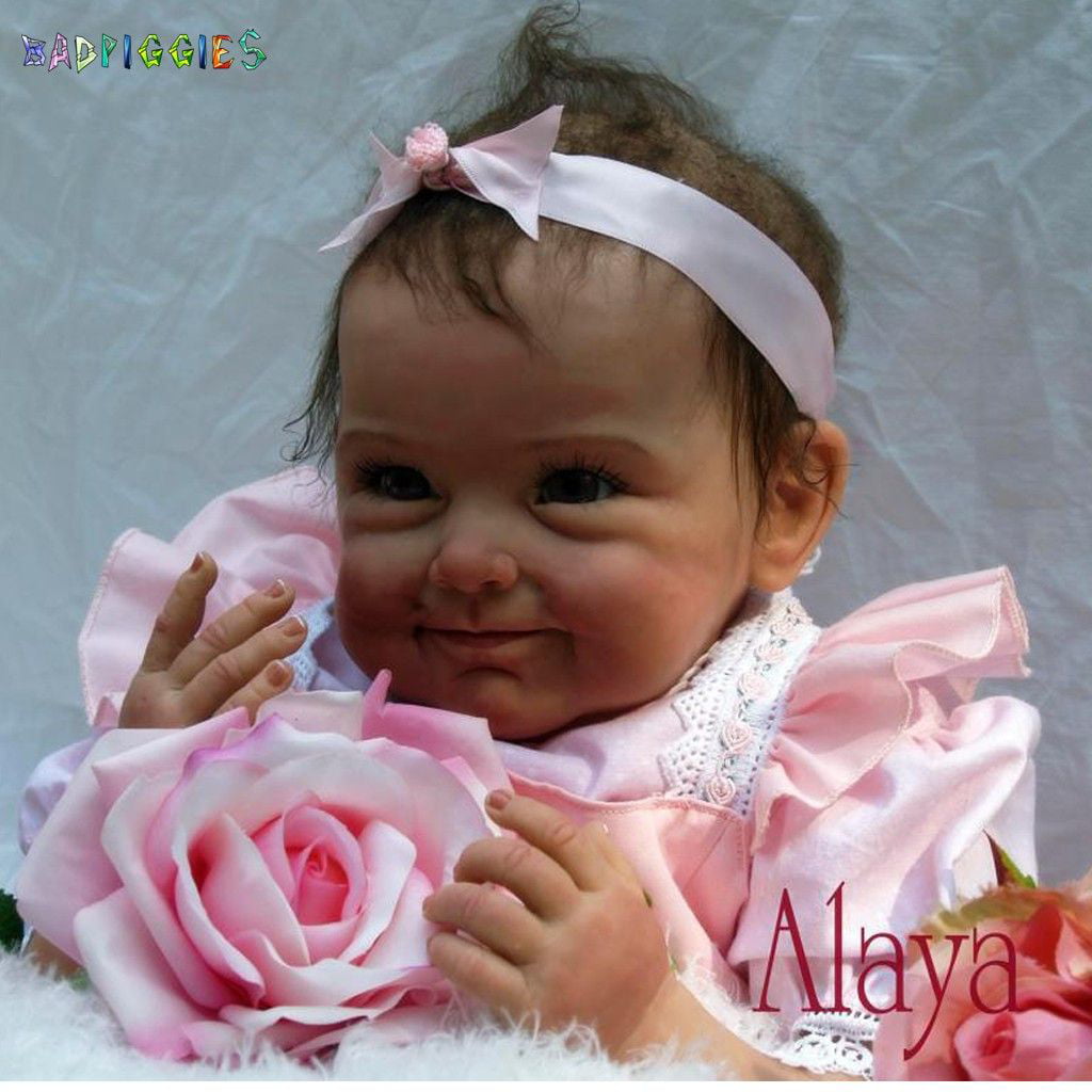 BadPiggies 22" 55cm Lifelike Dress Reborn Baby Doll Girls Silicone Vinyl Weighted Body Xmas Gift for Ages 3+