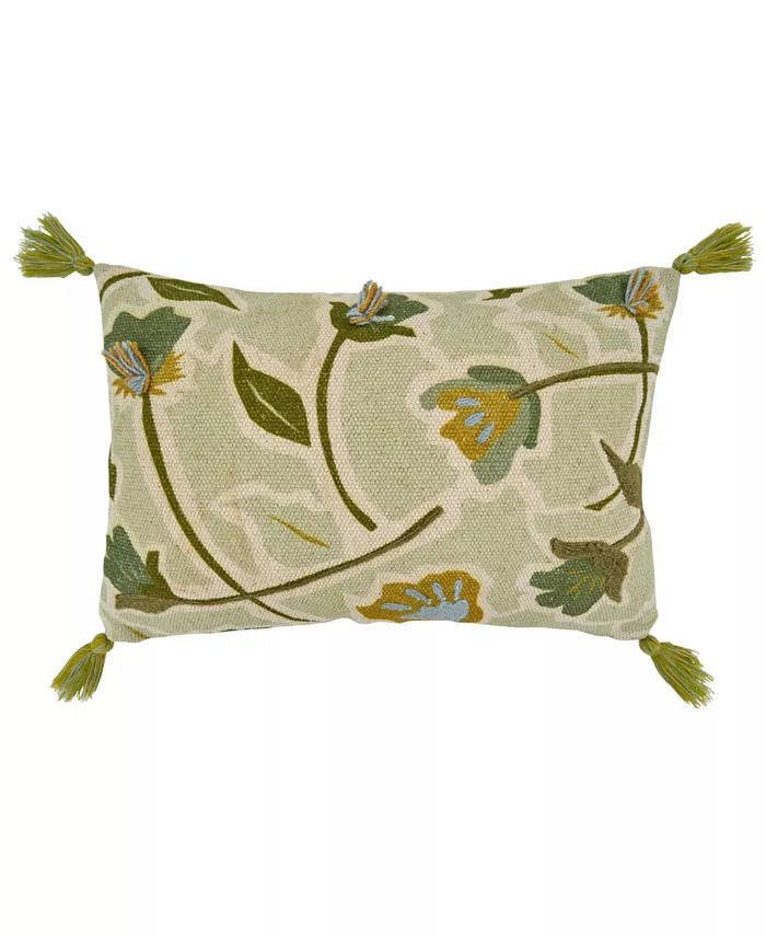 Saro Lifestyle Floral Embroidered Decorative Pillow， 16
