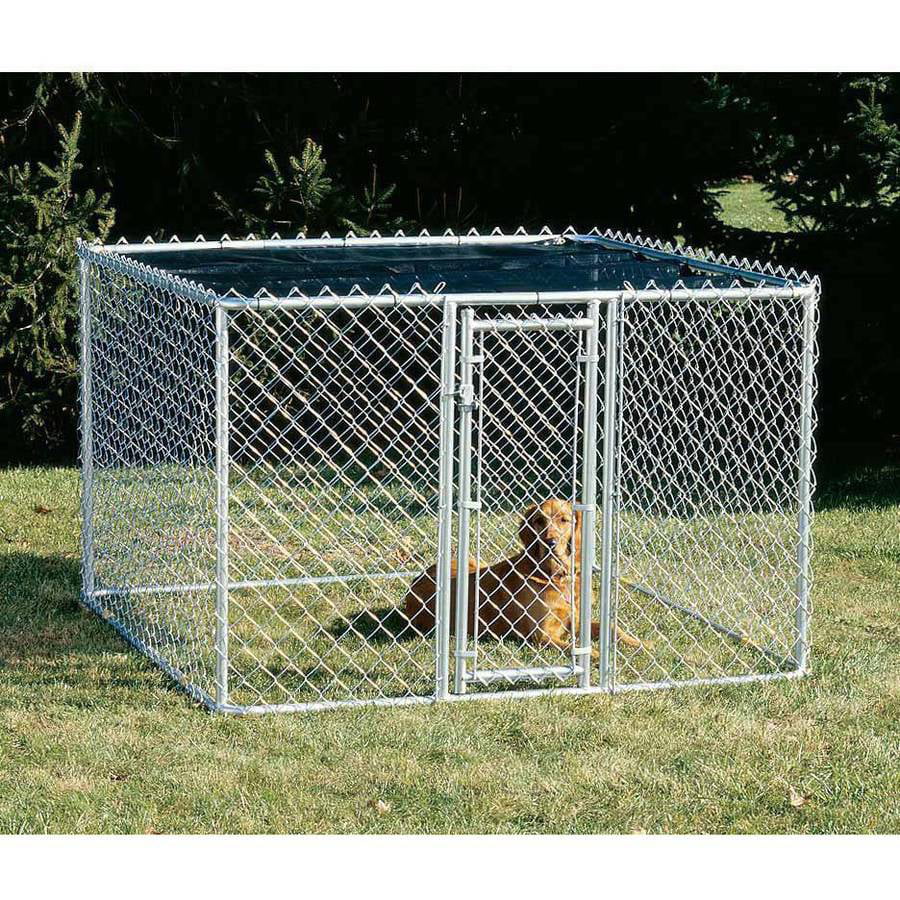 Chain Link Portable Outdoor Dog Kennel | Outdoor Dog Kennel Measures 6'x'6'4' and Includes Sunscreen