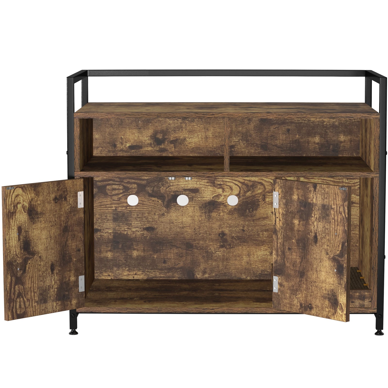 GDLF Iron and Wood Large Cat Washroom Pet Crate Litter Box Enclosure with Cat Scratch Pad