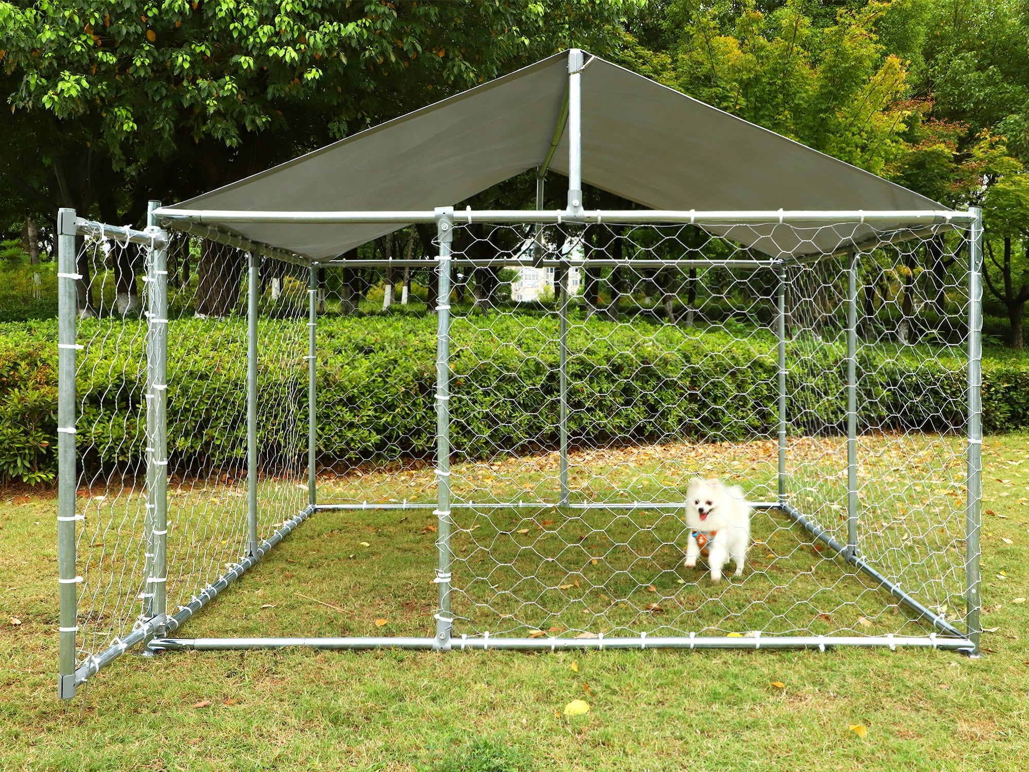 Magic Union Outdoor Dog Kennel，Large Dog Playpen Outdoor Dog Fence for Backyard Dog Run with Waterproof Cover