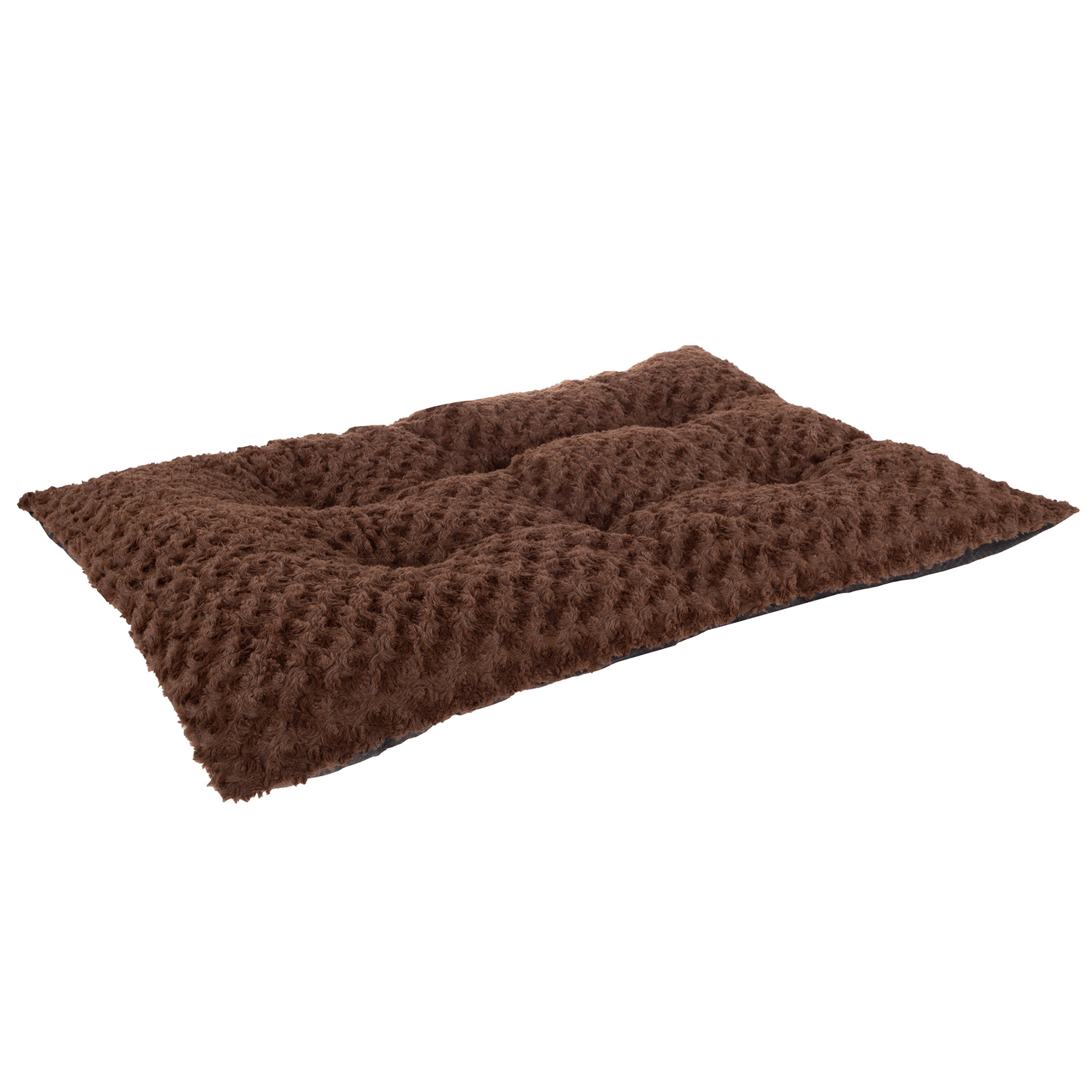 Pet Bed - Medium Dog Pad with Faux Fur Sleep Surface and Non-Slip Bottom - For Kennels， Crates， and Hardwood Floors by PETMAKER (Chocolate Brown)
