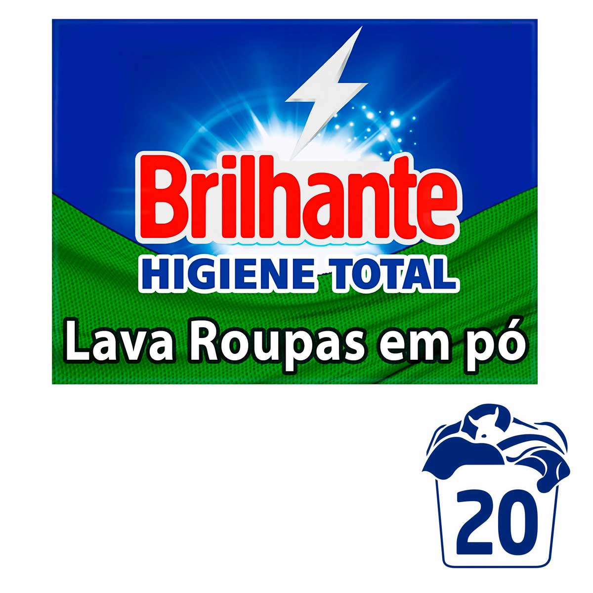 Lava-Roupas Po Roupas Brancas e Coloridas Brilhante Higiene Total Antibac Caixa 1,6kg