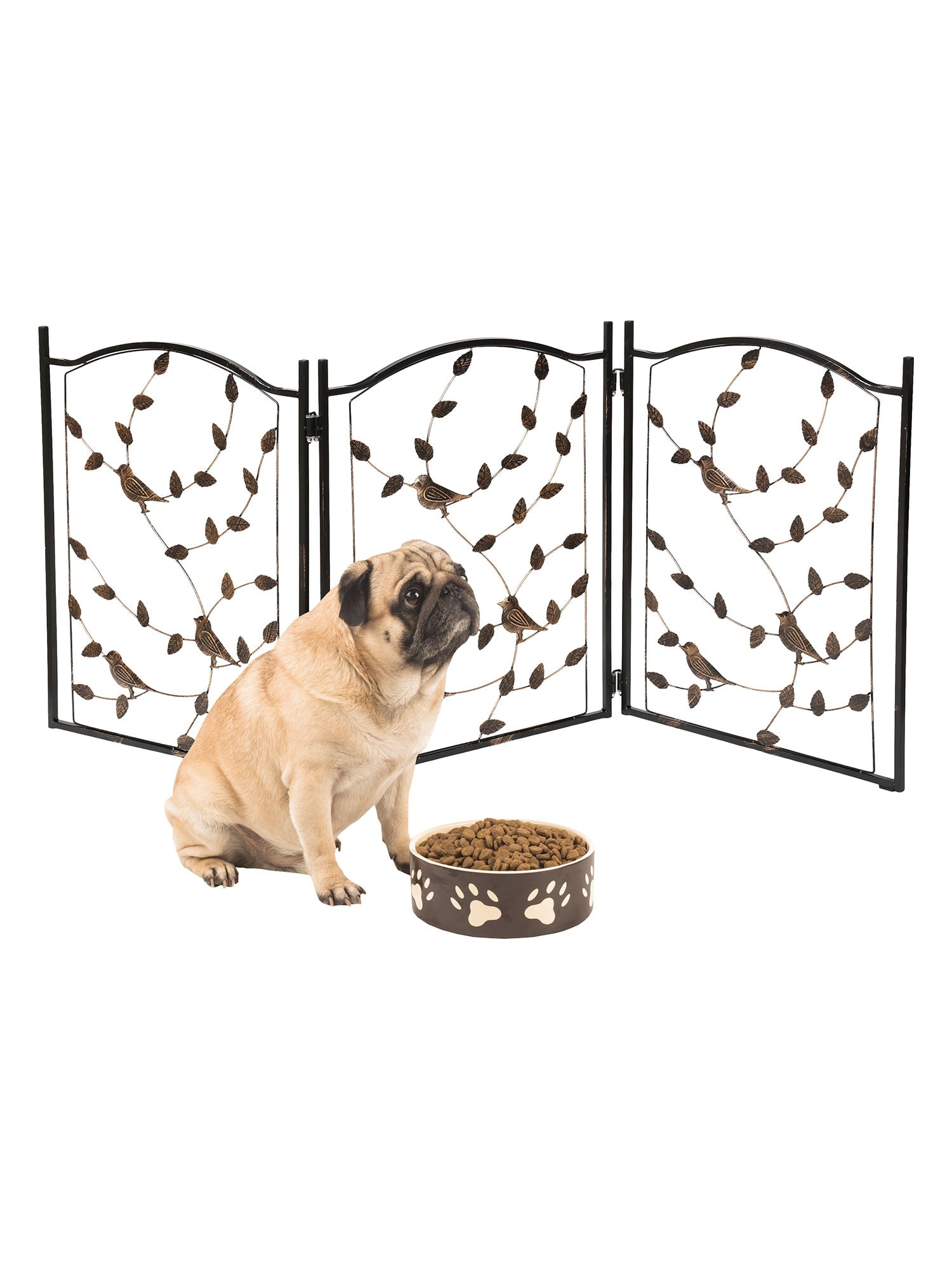 3 Panel Pet Gate -Trifold Metal Leaf Bird Dog Gate - 53