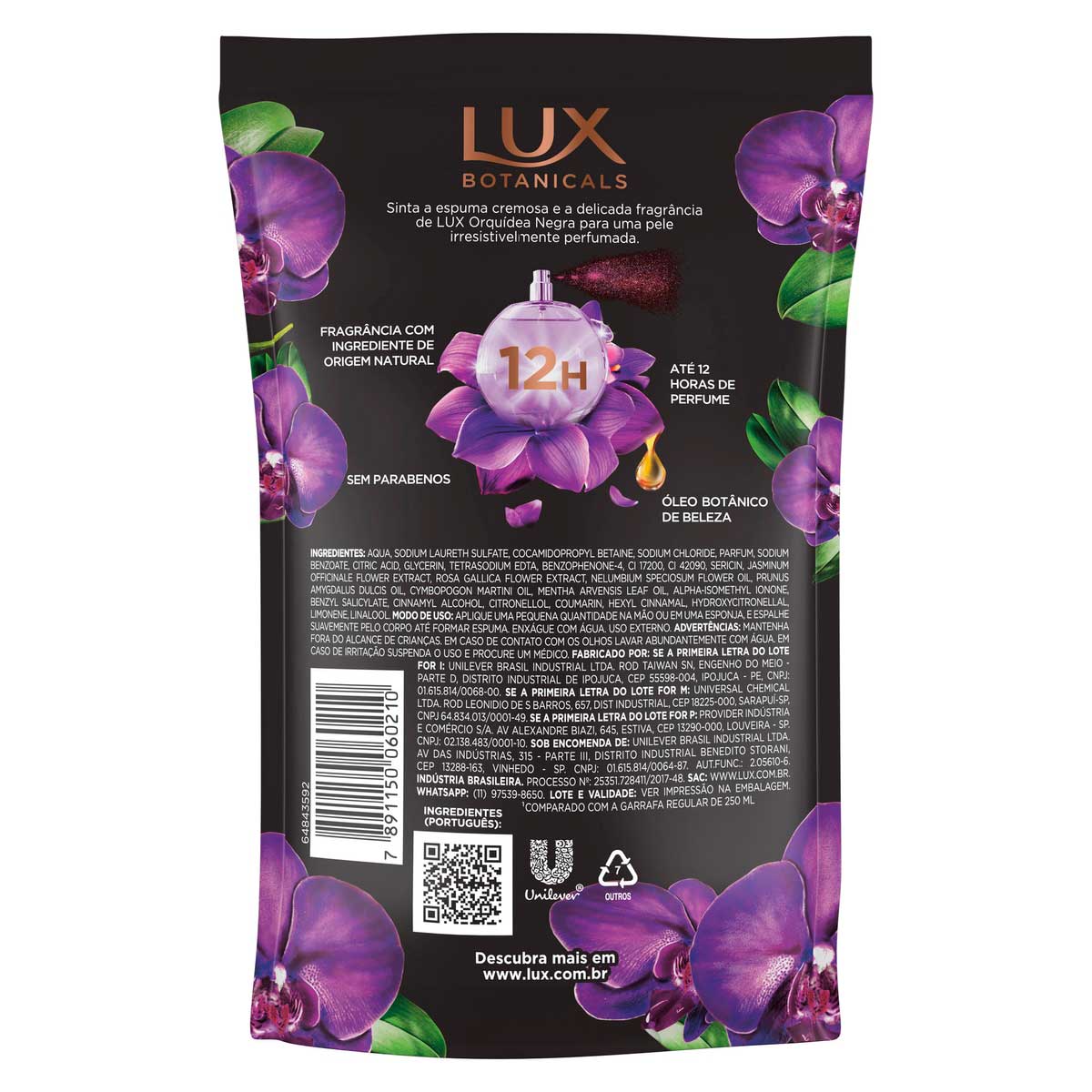 Sabonete Liquido Lux Botanicals Orquidea Negra 200ml Refil