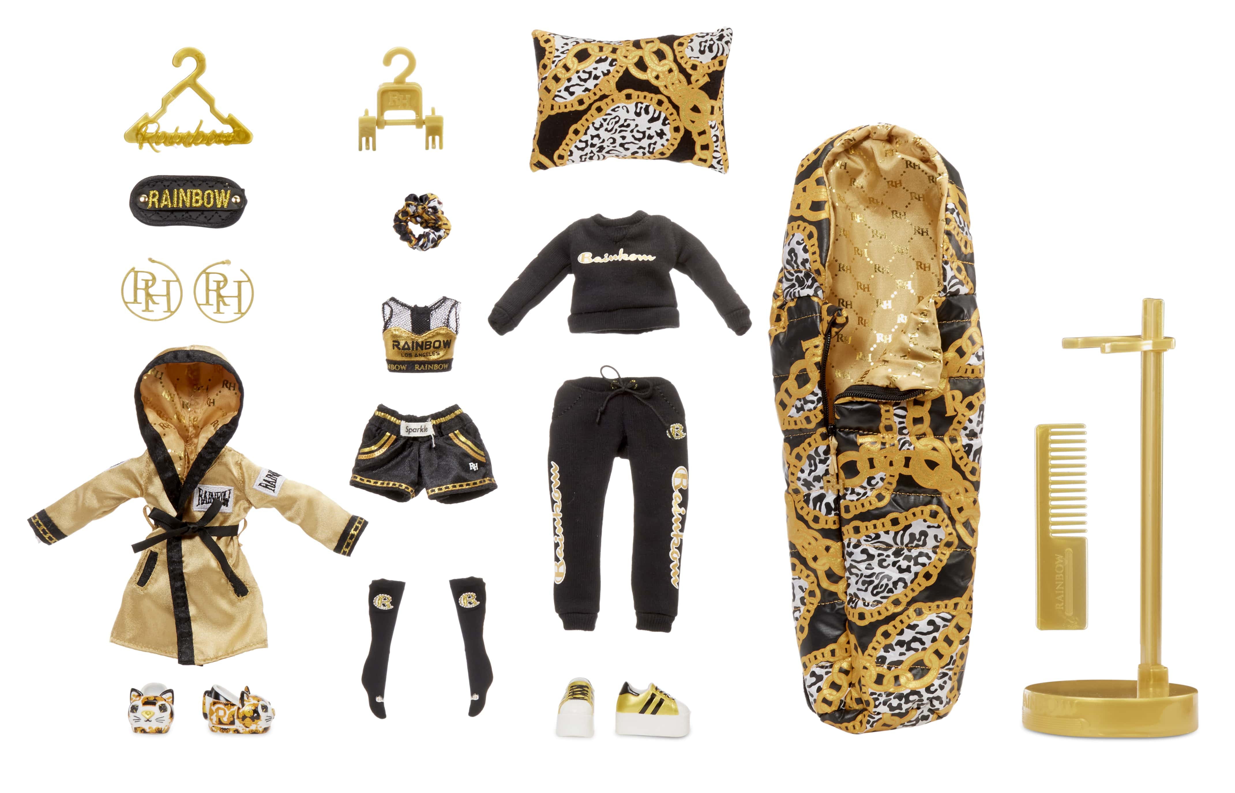 Rainbow High Slumber Party Marisa Golding Gold Fashion Doll Playset, 10 Pieces