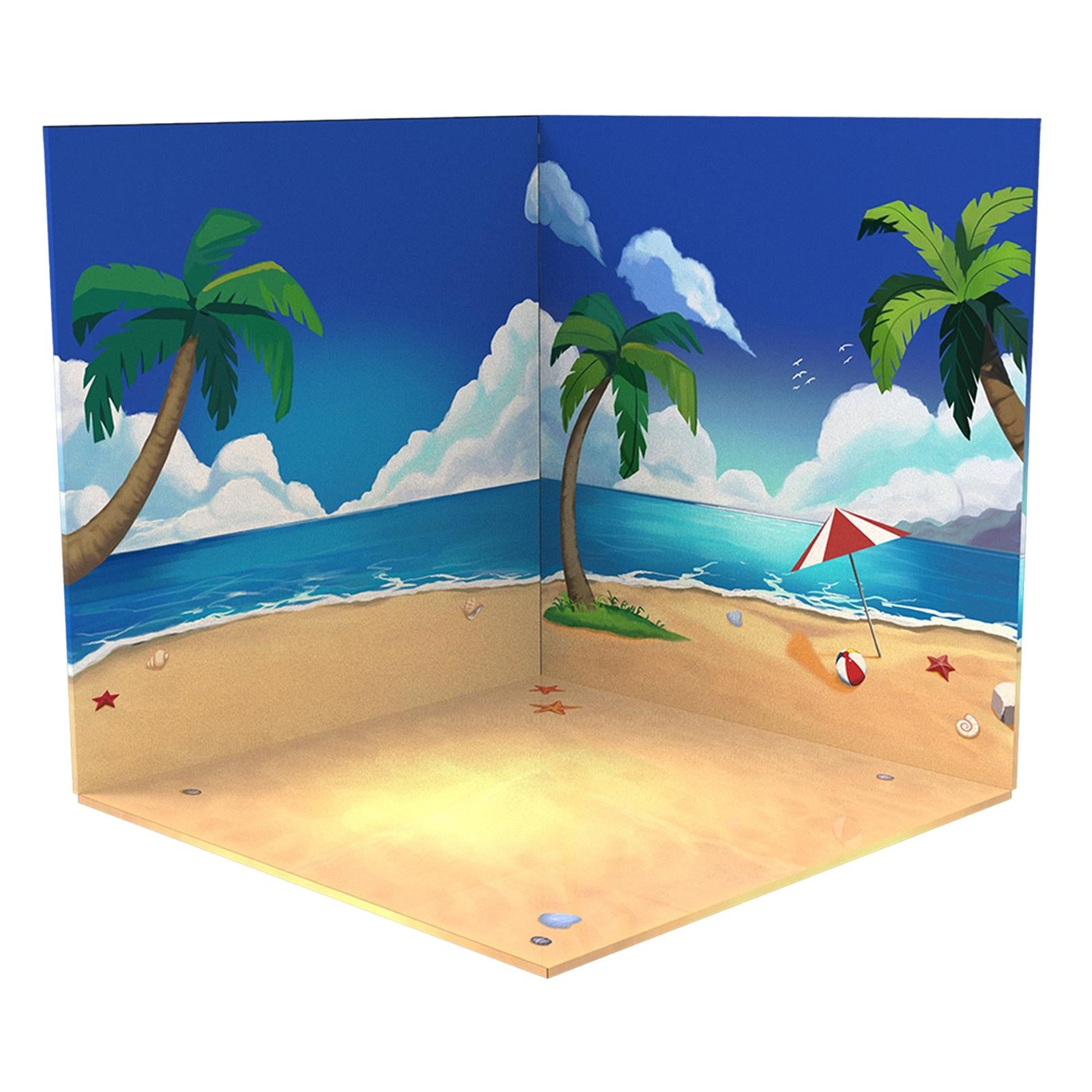 1/12 Backdrop Display Storage Collection Organizer Decoration for Action Figure Dolls， 1:12 Car Display Show Background Beach