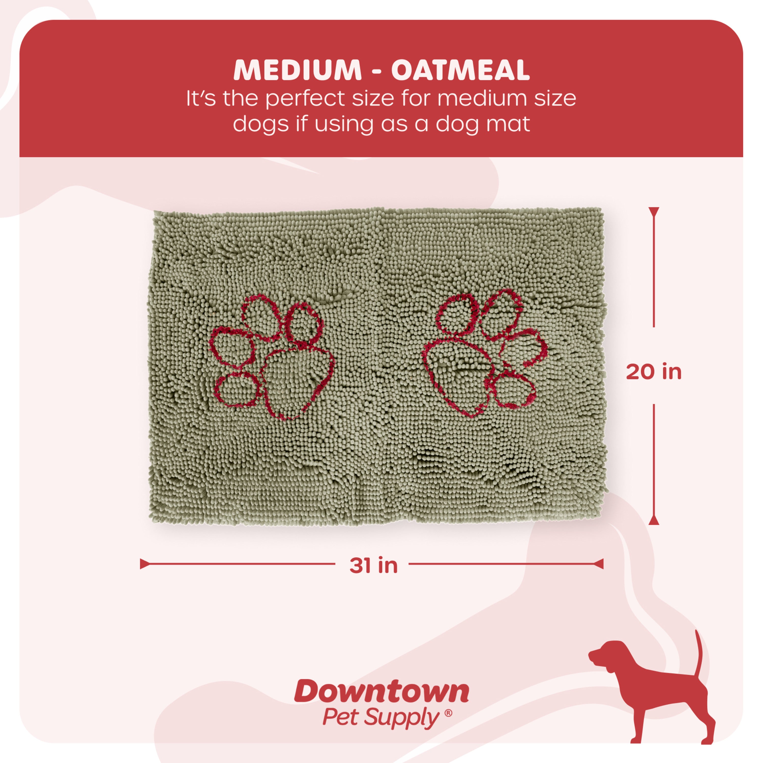 My Doggy Place Dog Mat for Muddy Paws， Washable Dog Door Mat， Oatmeal， M
