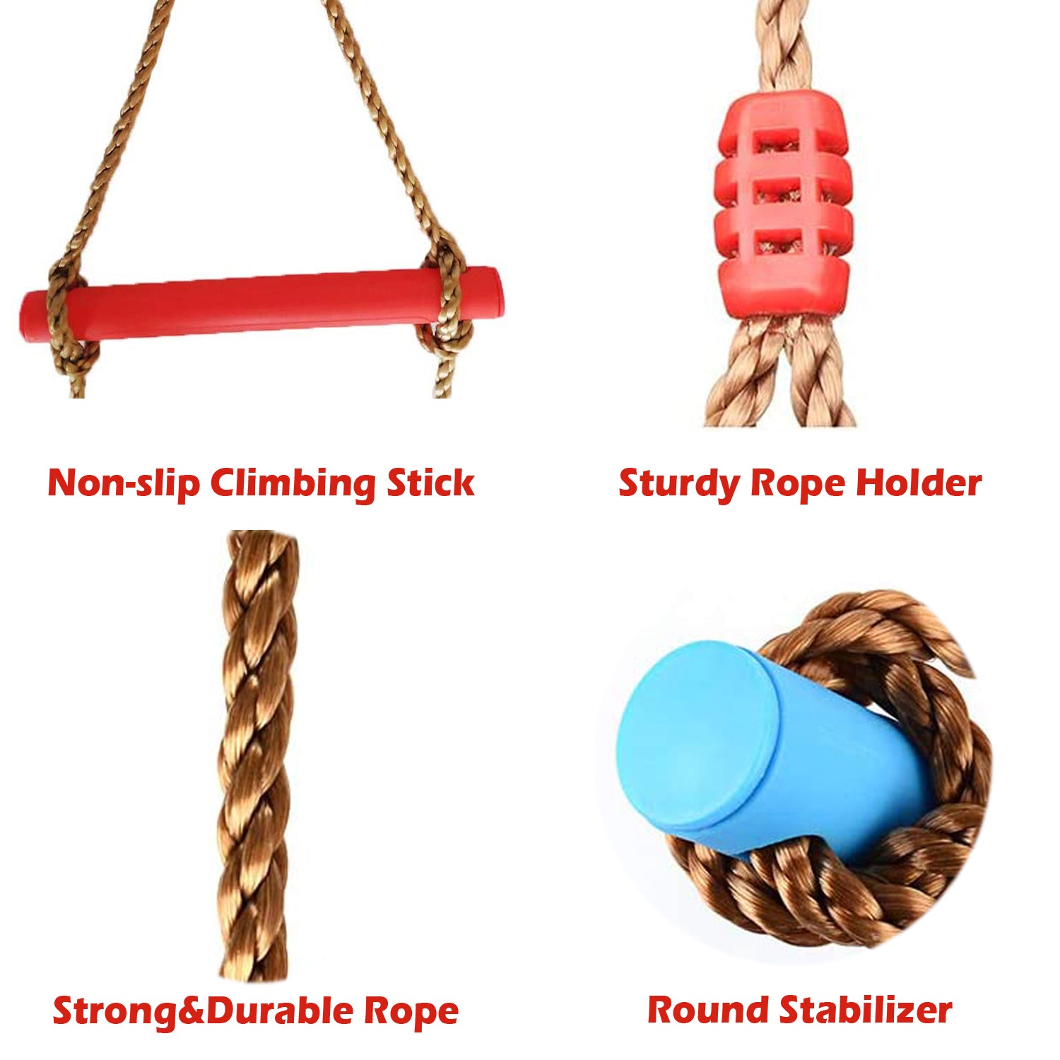 Odoland 6 Rung Rainbow Plastic Climbing Rope Ladder for Kids， Hanging Swing Ladder Toy， Children Exercise Equipment for Indoor Backyard Playground