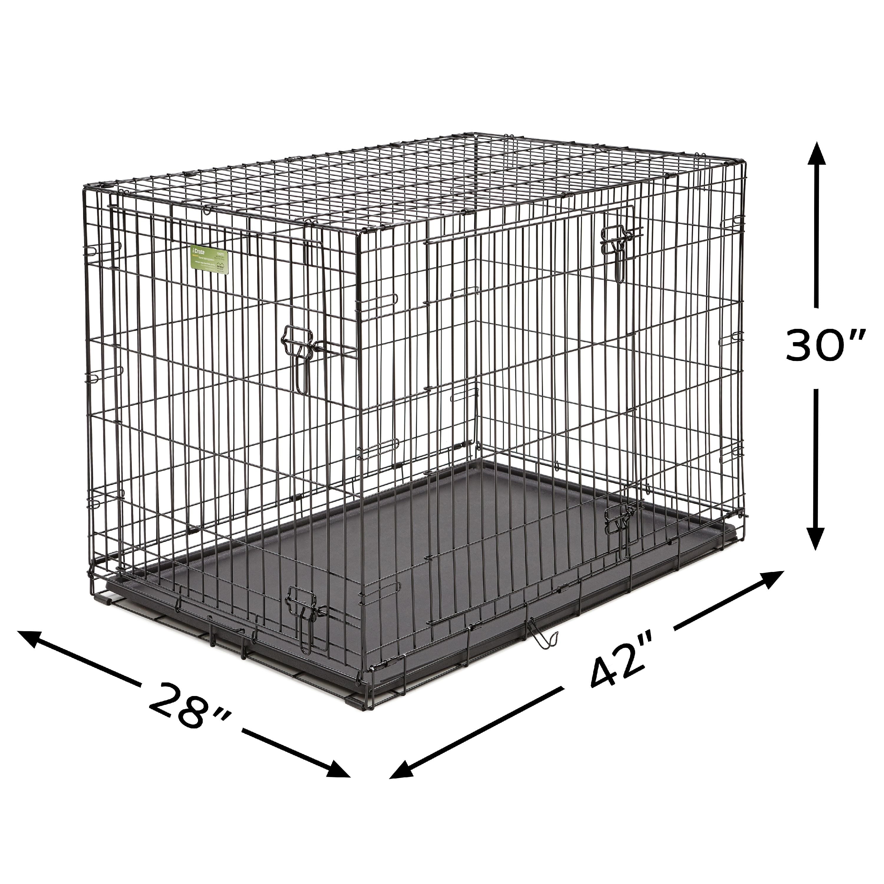 generic Dog Crate Starter Kit | 1 Double-Door iCrate， 1 Pet Bed， 1Crate Cover and 2 Pet Bowls， Large 42