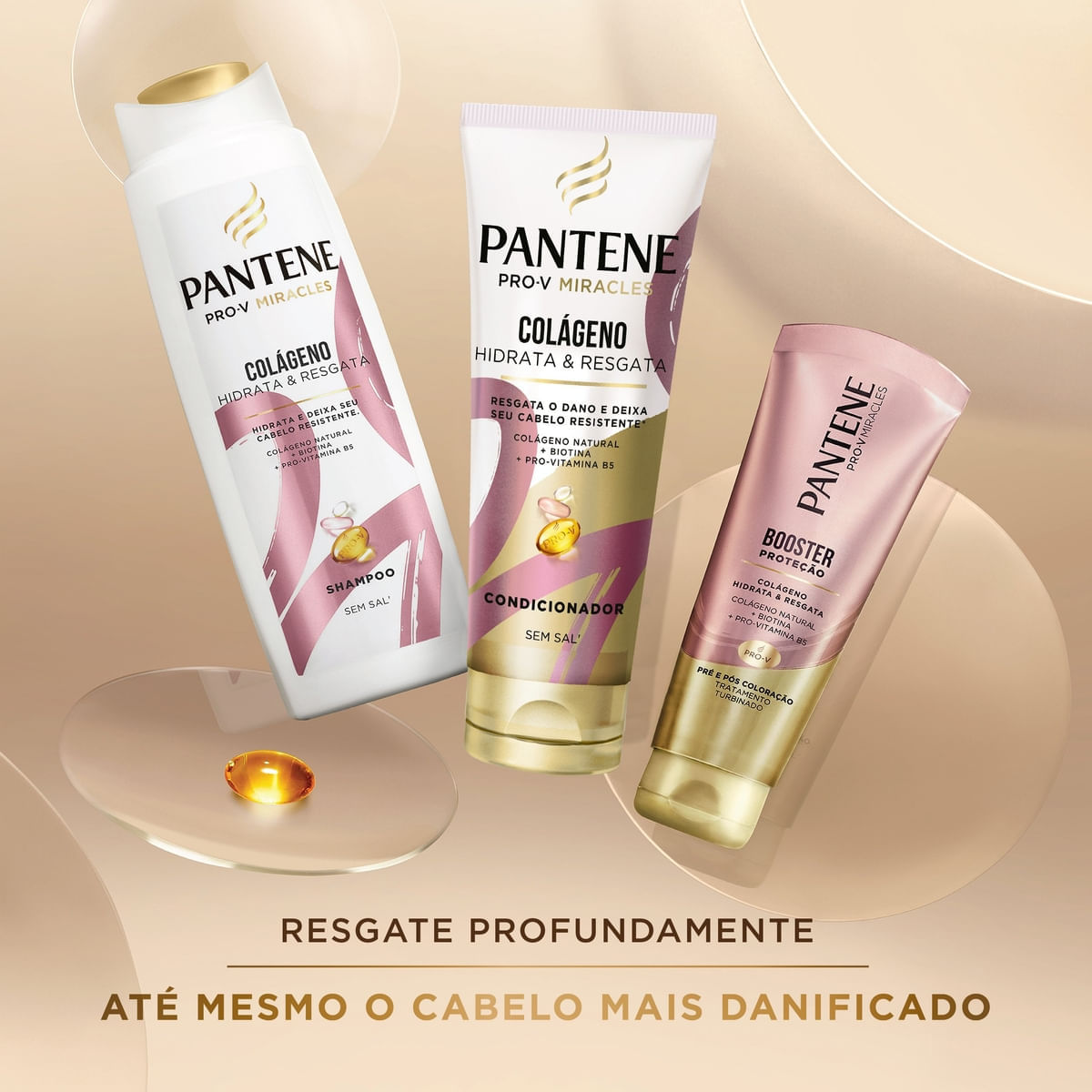Kit Shampoo 300ml + Condicionador 150ml Pantene Pro-V Miracles Colageno Hidrata e Resgata