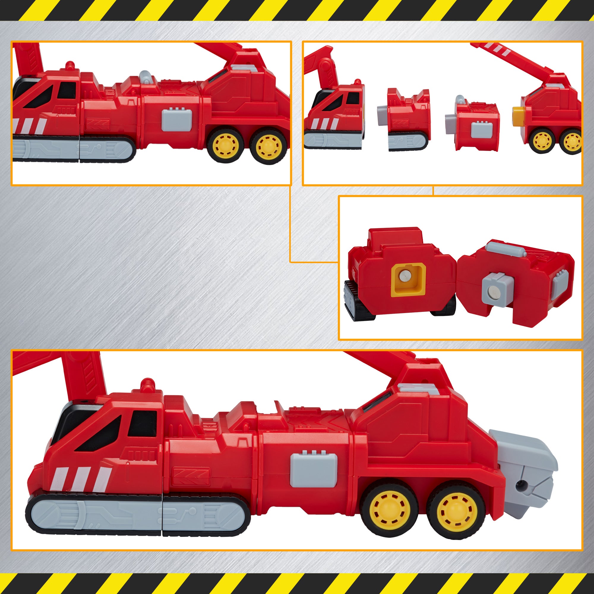 LELINTA Truck Transforming Robot Toy Cars Gift for Kids， 5-in-1 Construction Vehicles Transformer into Robot Action Figures， Assemble into Giant Pull-Back Truck with Sound and light