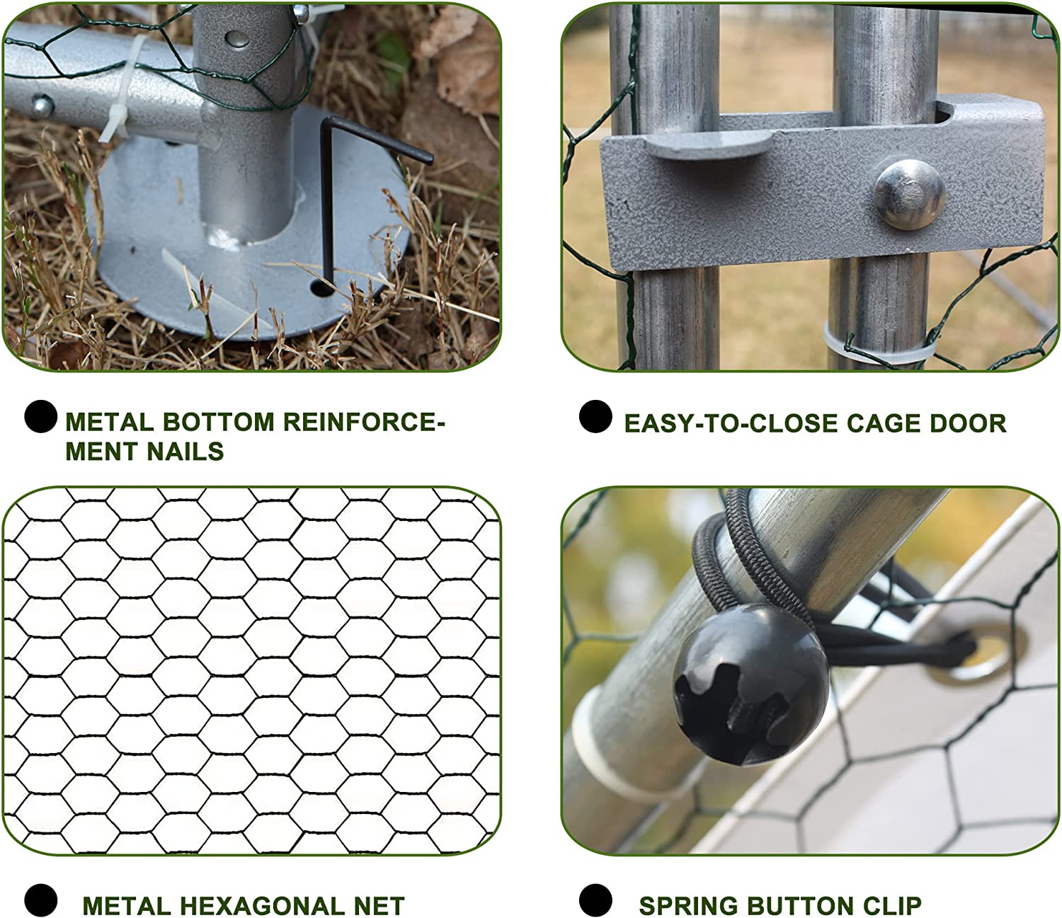 Large Chicken Coop Metal Chicken Runs for Yard， 10' Walk in Chicken Coop Cage Chicken Pen Poultry Cage with Waterproof and Anti-UV Cover Heavy Duty Rabbit Hutch Duck Cage for Outdoor， Backyard and Farm