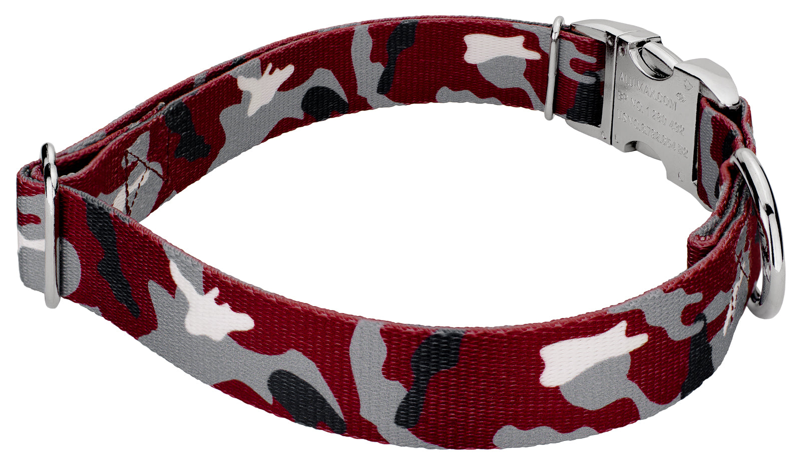 Country Brook Petz® Premium Crimson and White Camo Dog Collar and Leash， Small