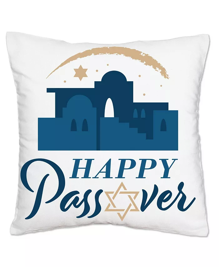 Big Dot of Happiness Happy Passover Pesach Home Decorative Cushion Case Throw Pillow Cover 16 x 16 In