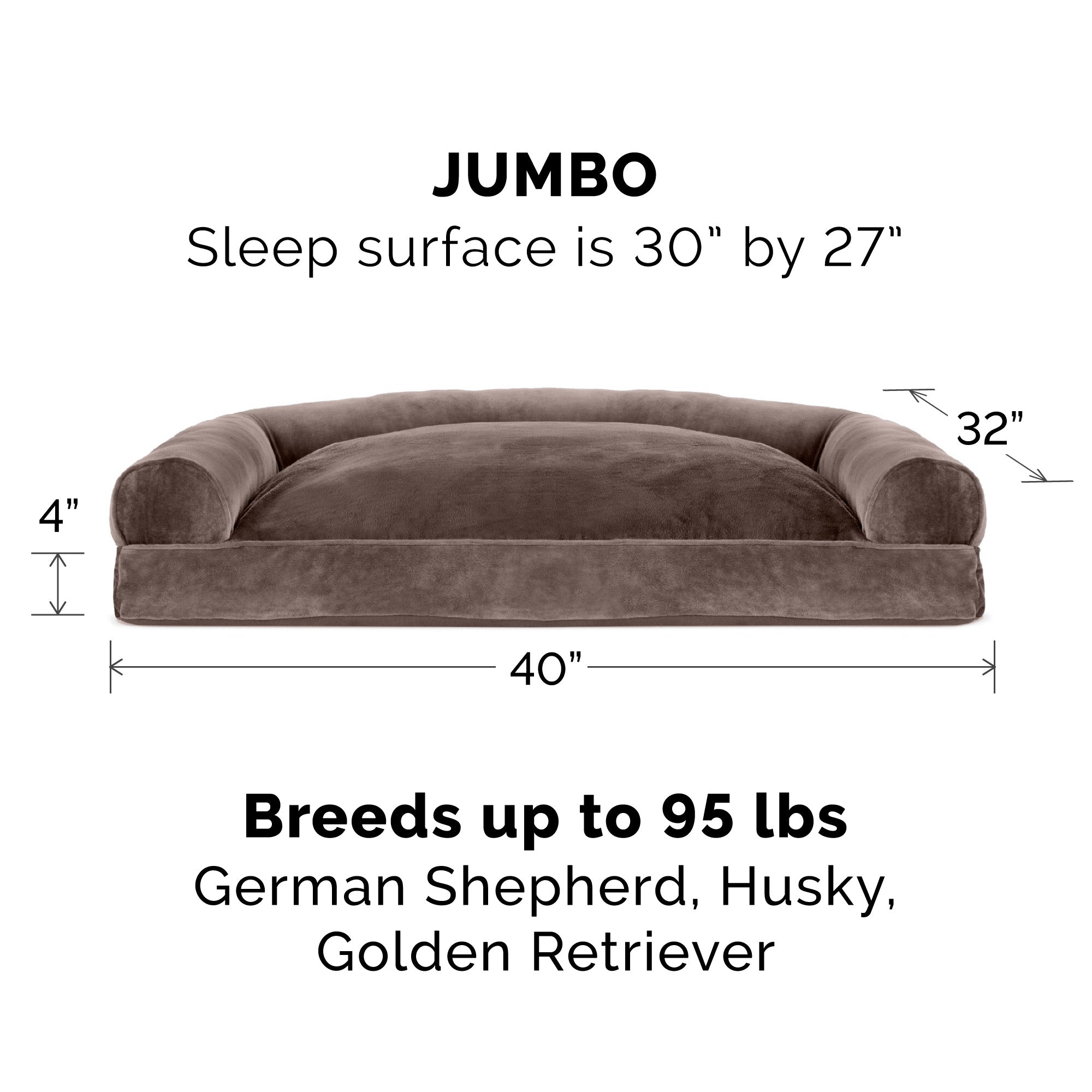 Furhaven Pet Products | Faux Fur and Velvet Pillow Sofa Pet Bed for Dogs and Cats， Driftwood Brown， Jumbo