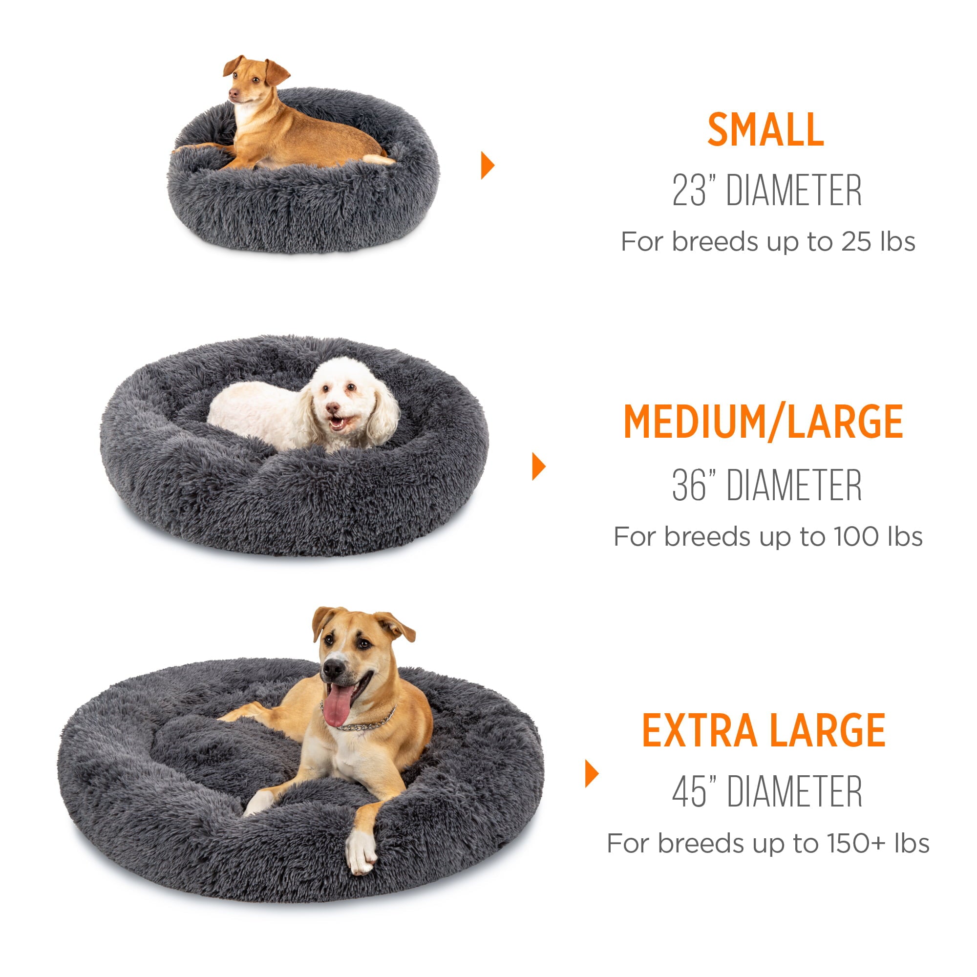 Best Choice Products Self-Warming Plush Faux Fur Donut Calming Dog Bed Cuddler w/ Water-Resistant Lining - Gray