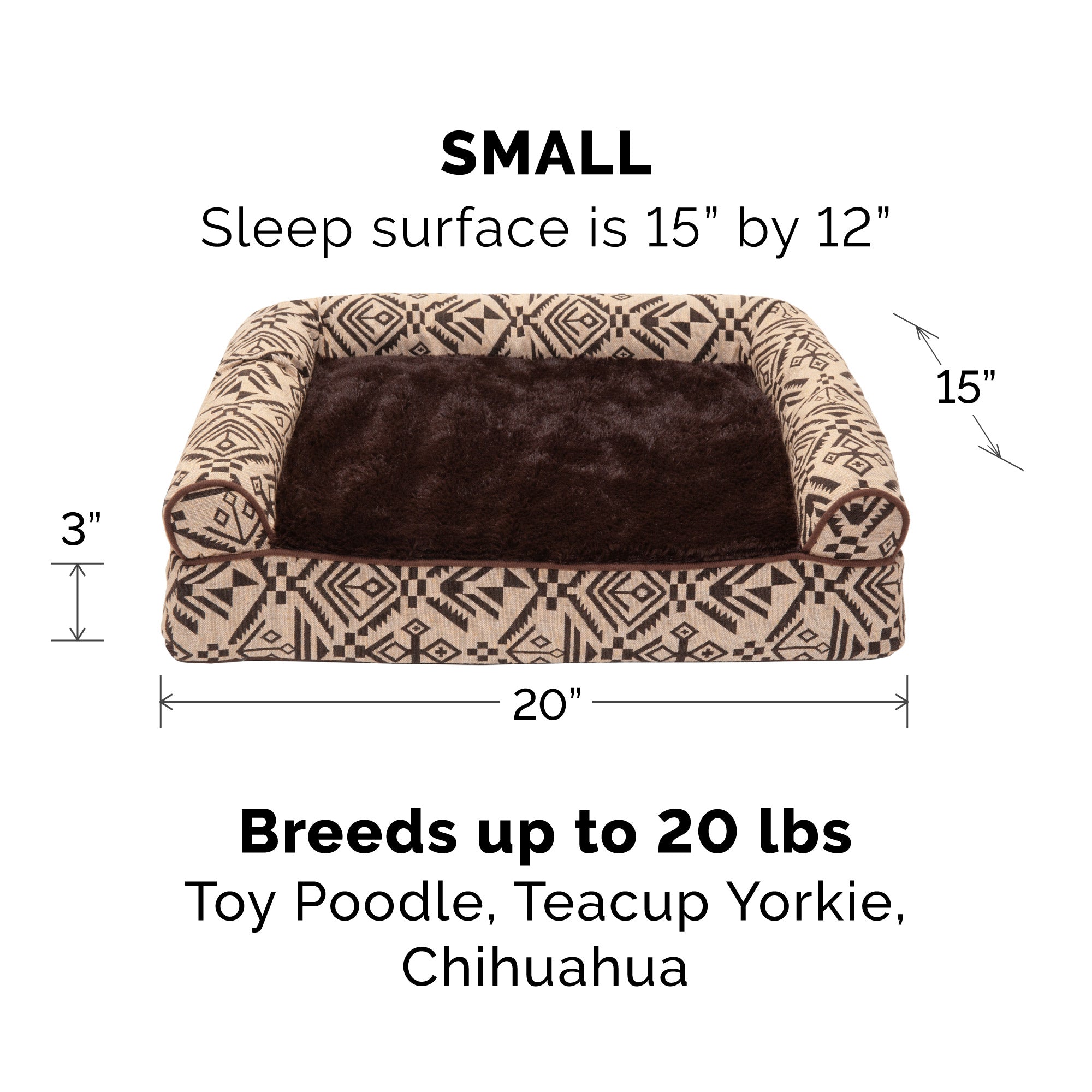 FurHaven | Orthopedic Southwest Kilim Sofa Pet Bed for Dogs and Cats， Desert Brown， Small