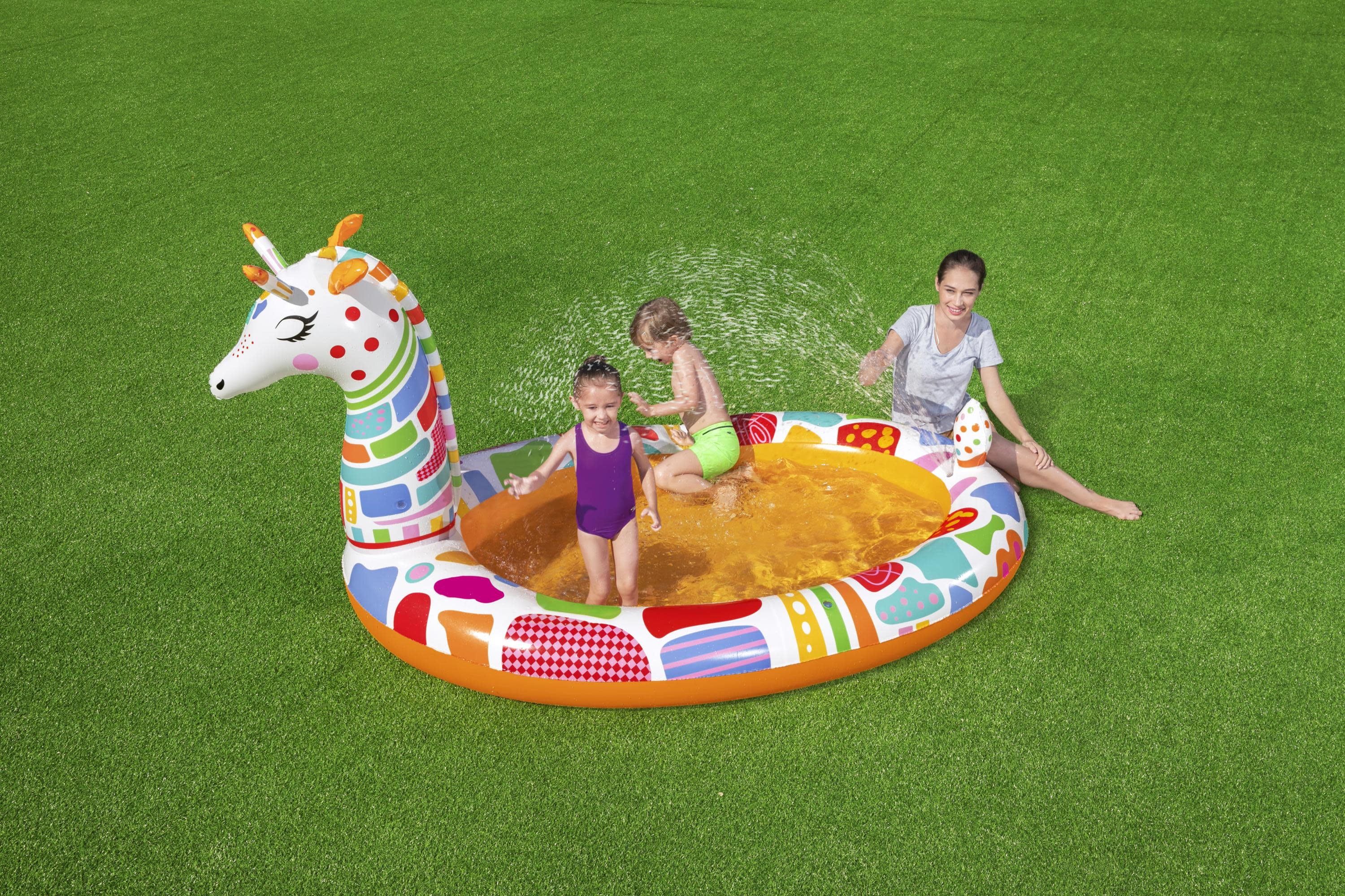 H2OGO! Groovy Giraffe Multicolor Child Inflatable Play Pool with Sprayer， Unisex