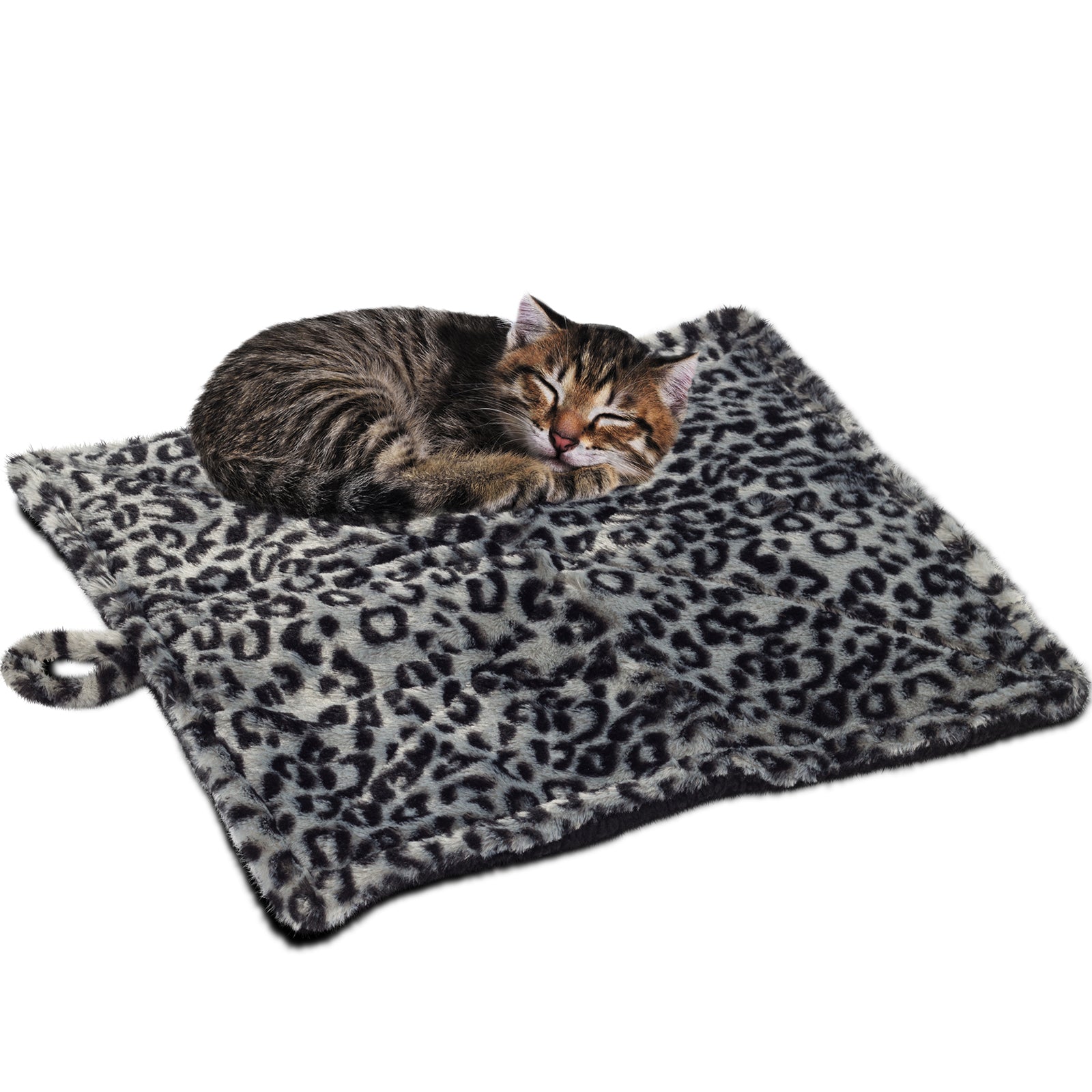Paws and Pals Self Warming Medium Cat Pet Bed Gray Black Leopard Print (20x17.5x0.1 inches)
