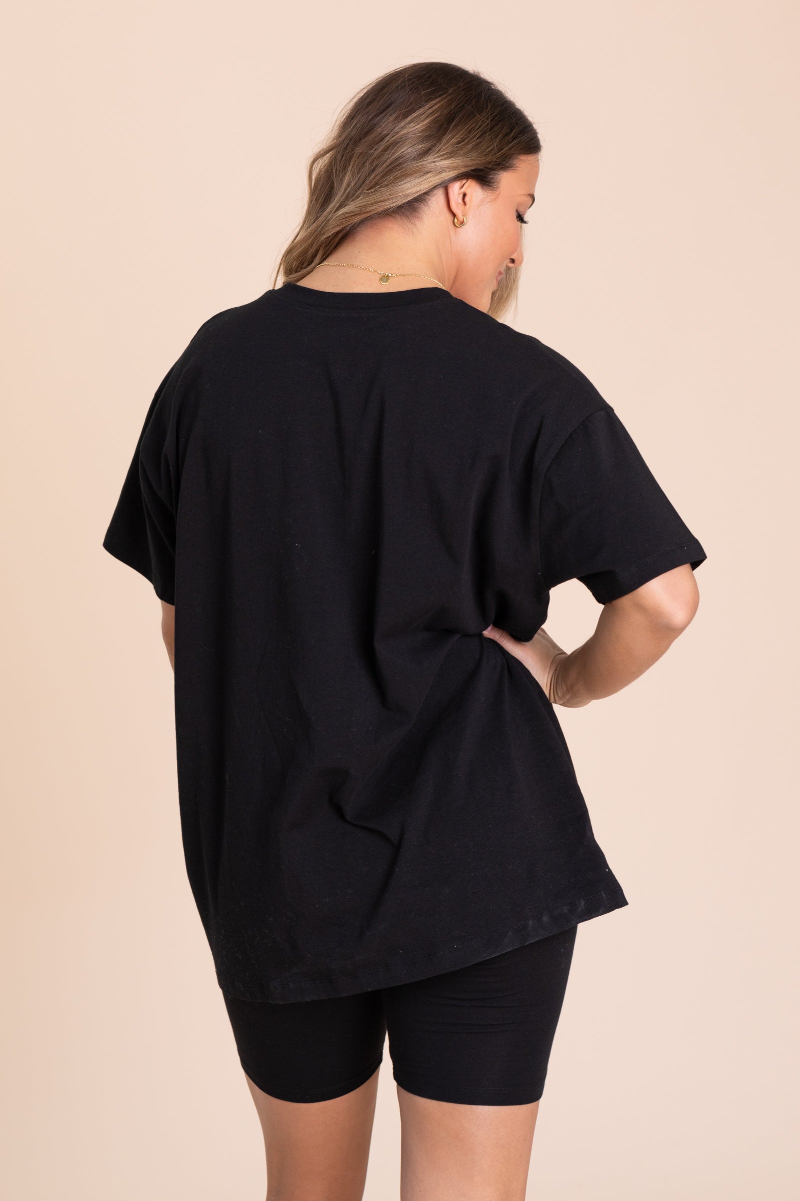 Cotton Round Neck Top And Biker Shorts Set