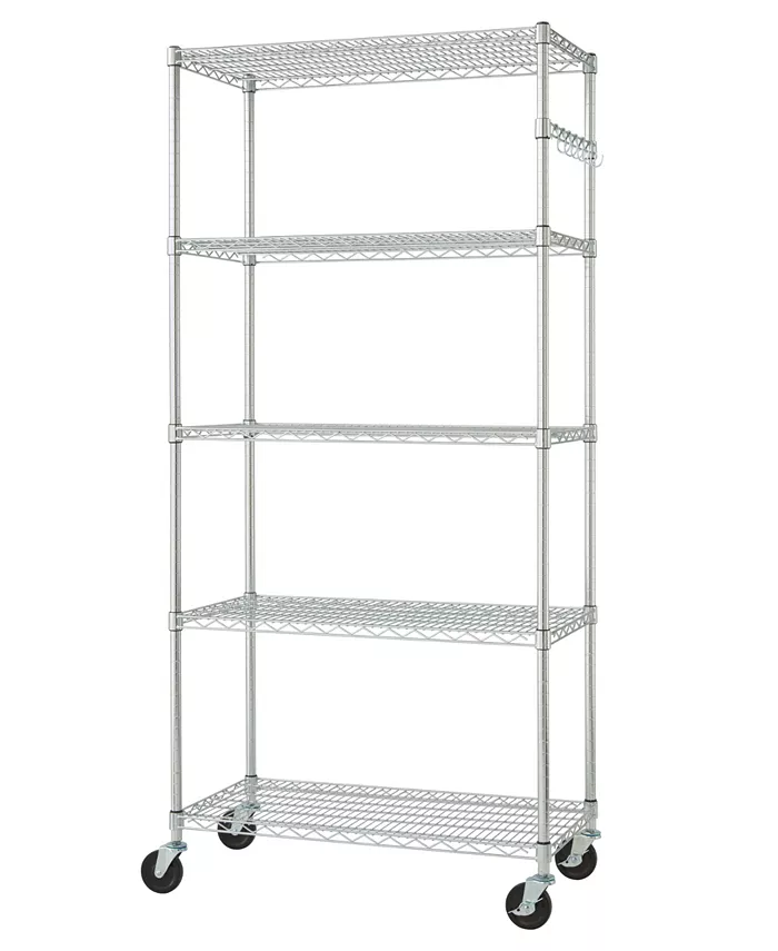TRINITY Ecostorage 5-Tier Wire Shelving Rack with NSF Includes Wheels