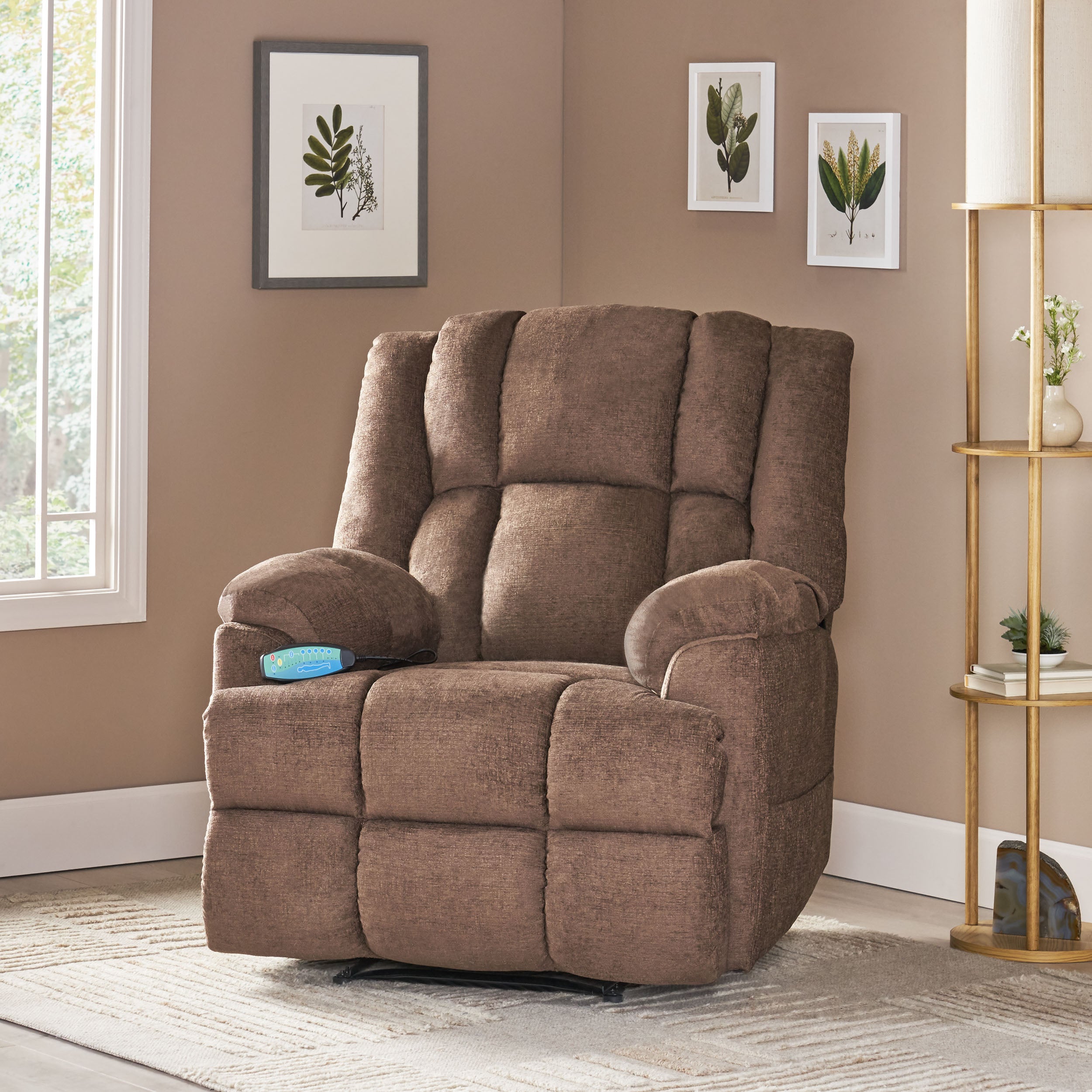 Siloam Contemporary Pillow Tufted Massage Recliner