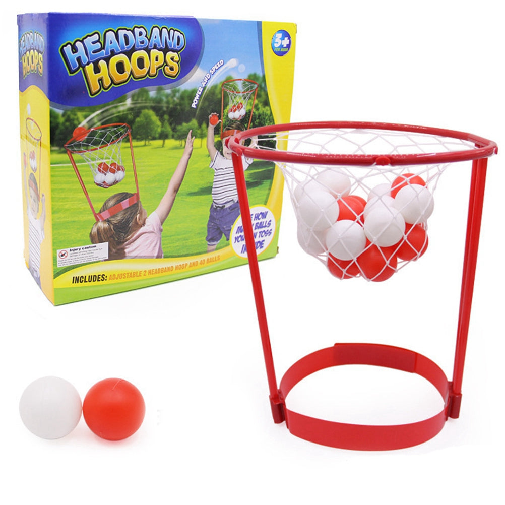 HEMOTON Headband Hoop Ball Toy Catching Basketball Kid Game Head Strap Party Favors Outdoor Parent-child Toy (Red)