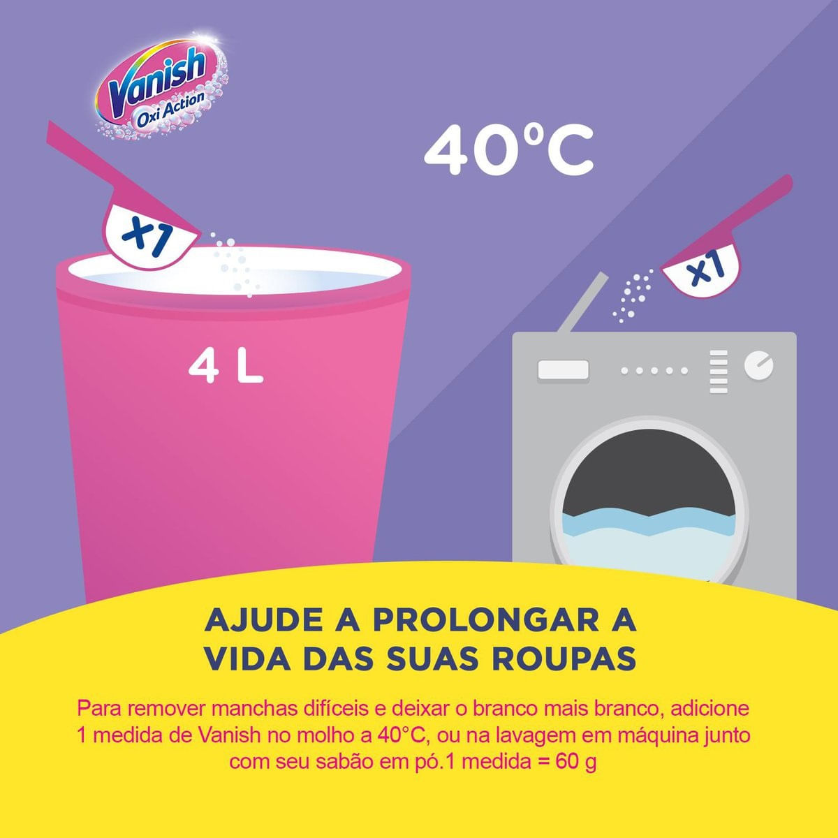 Tira Manchas Vanish em Po Crystal White Oxi Action para roupas brancas Refil Economico 1kg