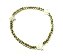 PRE-ORDER Stretch Bracelet With Three White Clovers shipping apx 4/24