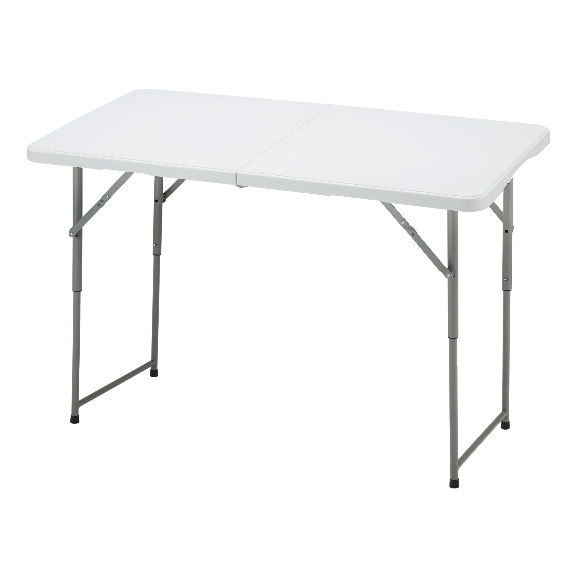 Yoleny Patio Folding Card Table， Portable Picnic Table Plastic with Strong Handle Design， Folding Mesas Rectangle Camping Table， White