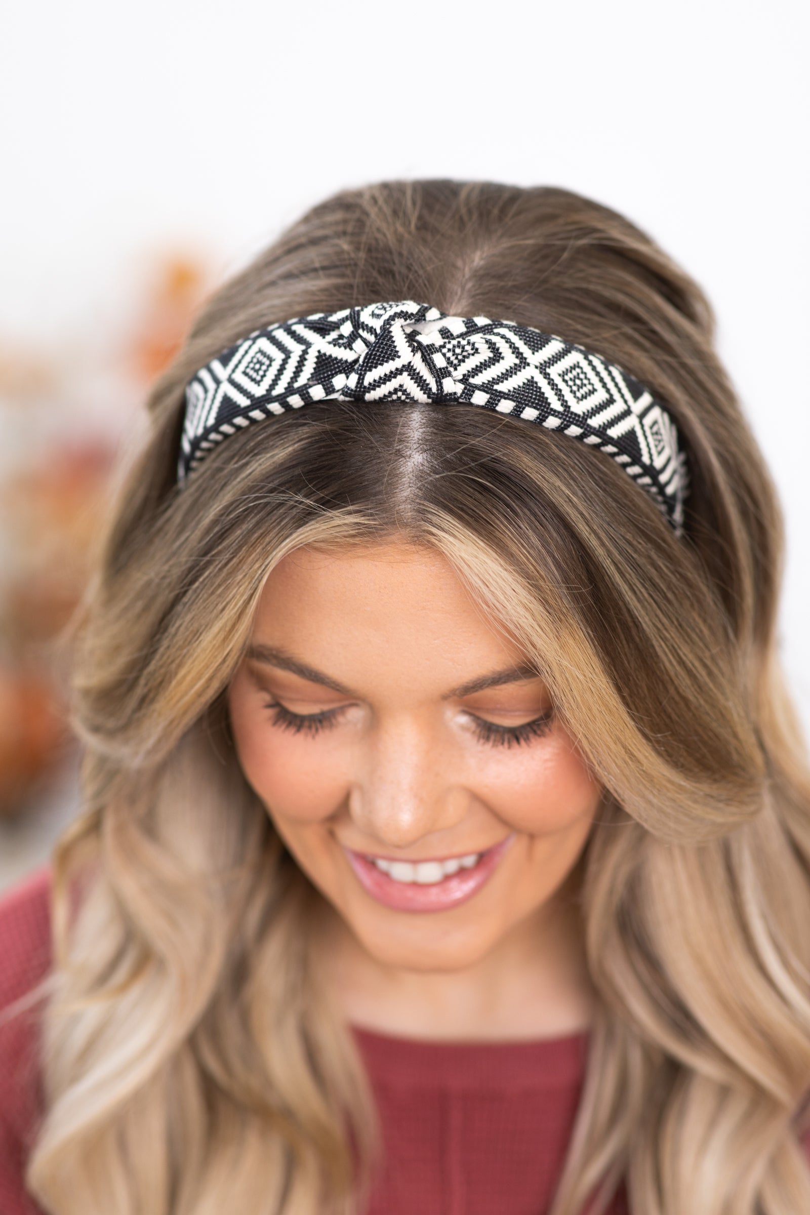 Black and Cream Aztec Print Headband