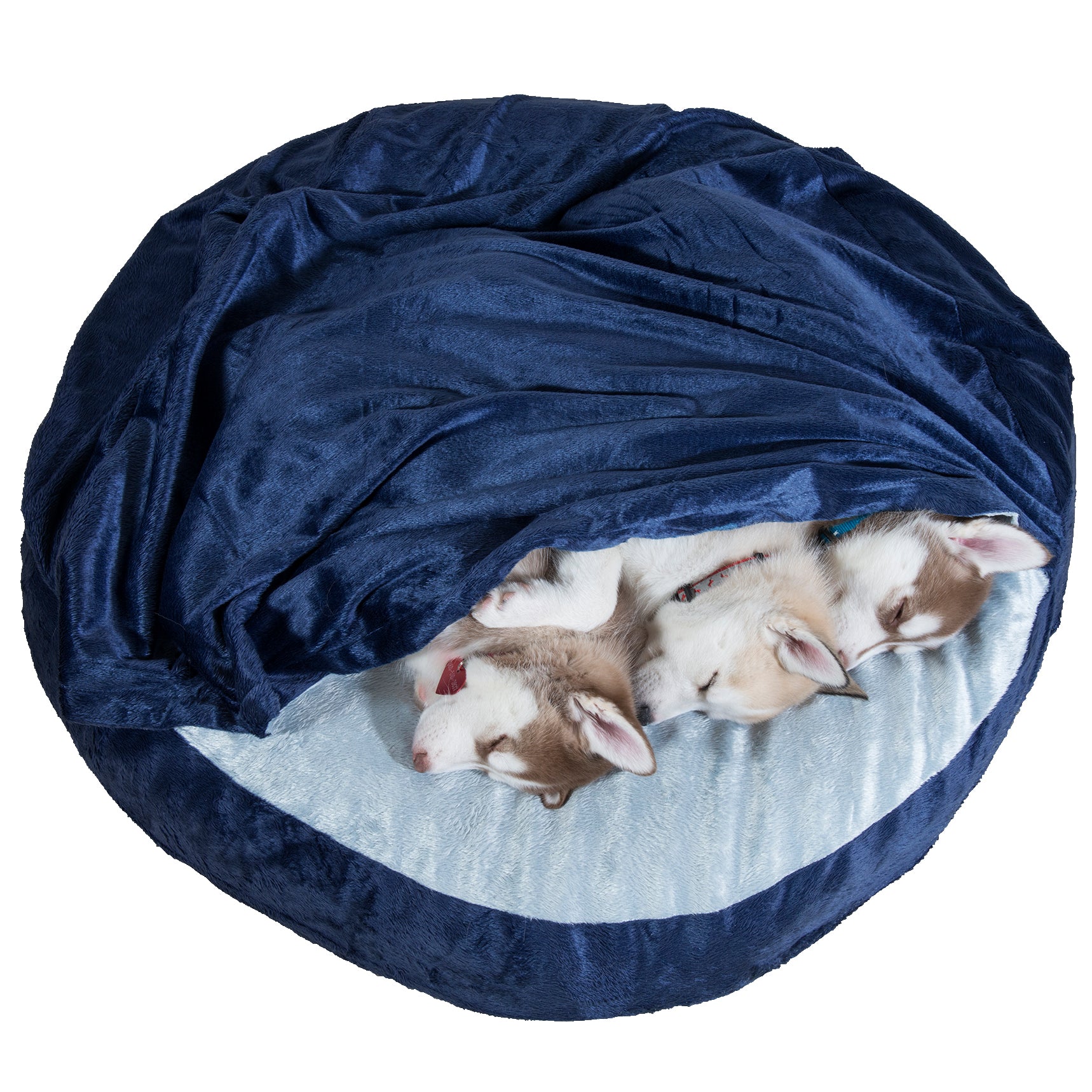 FurHaven | Cooling Gel Microvelvet Snuggery Pet Bed for Dogs and Cats， Navy， 35-Inch