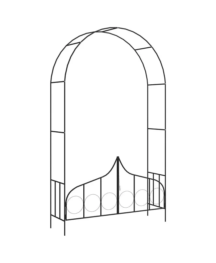 vidaXL Garden Arch with Gate Black 54.3