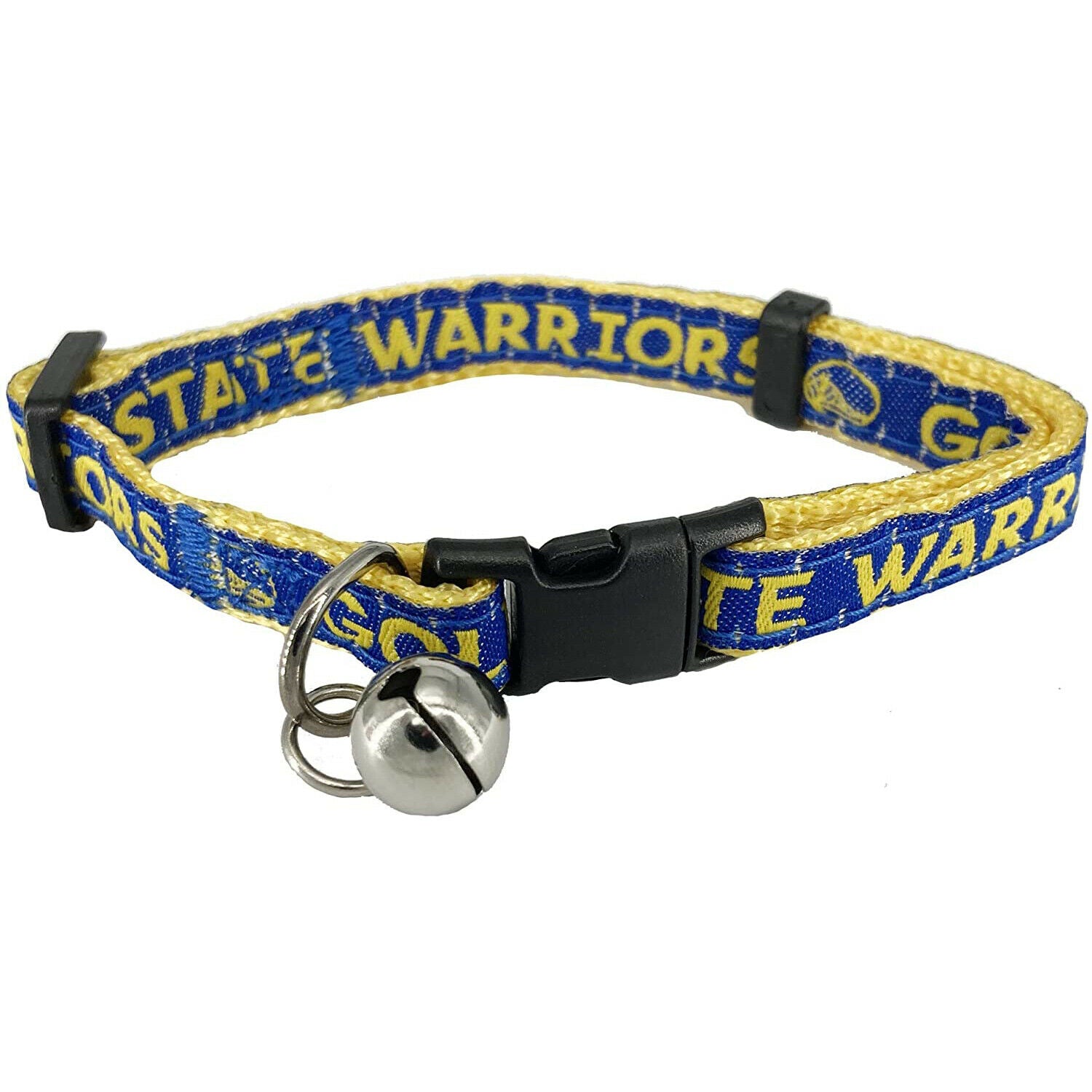 Pets First Plastic， Metal， Nylon and Polyester Sport Golden State Warriors NBA Fashion Cat Collar， Yellow， S