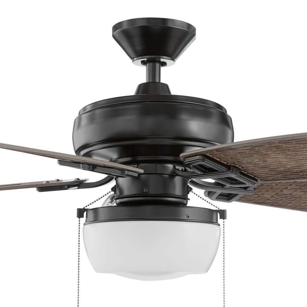 Hampton Bay Baywood 52 in IndoorOutdoor LED Matte Black Wet Rated Downrod Ceiling Fan with Light Kit