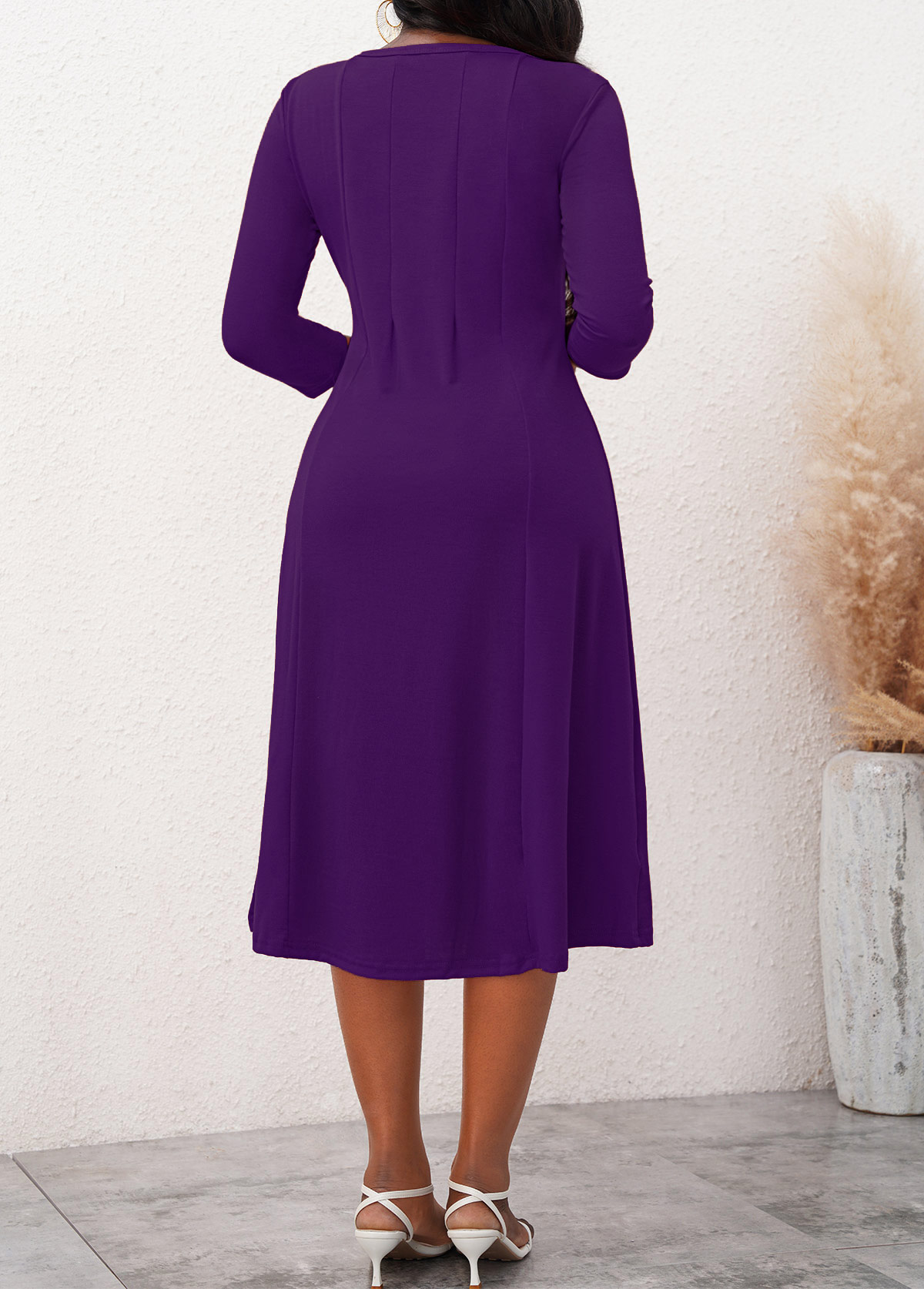 3/4 Sleeve Round Neck Dress