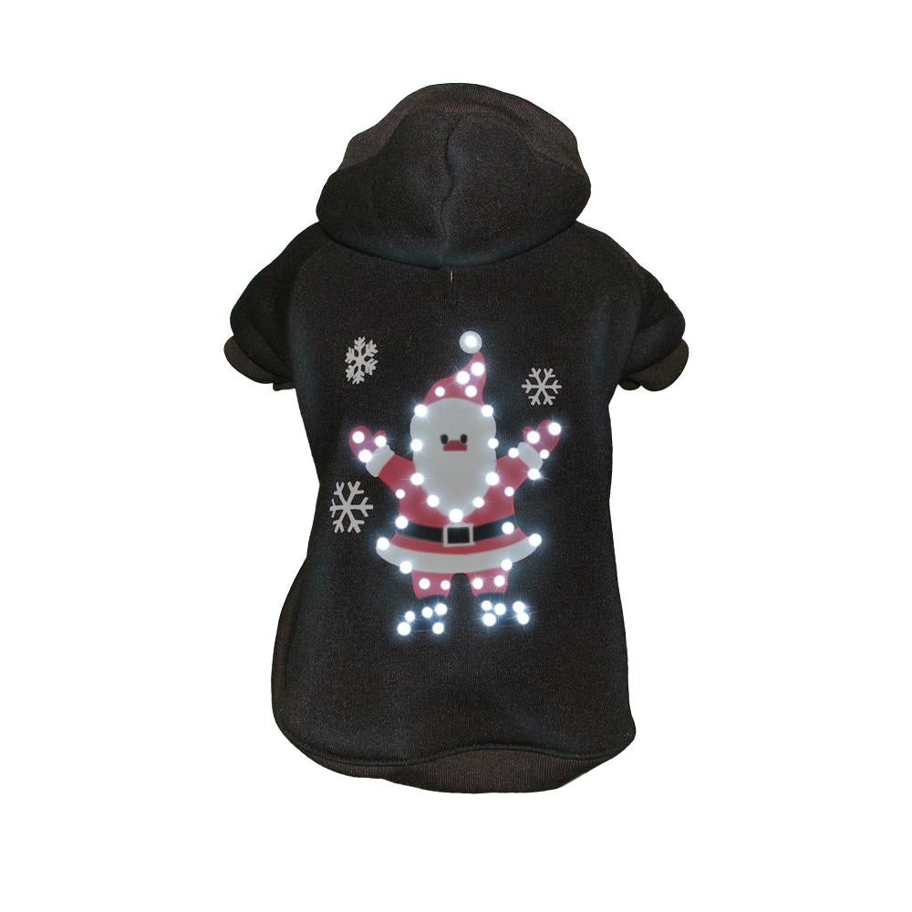 Pet Life ® LED Lighting 'Juggling Santa' Hooded Dog Costume Sweater w/ Included Batteries