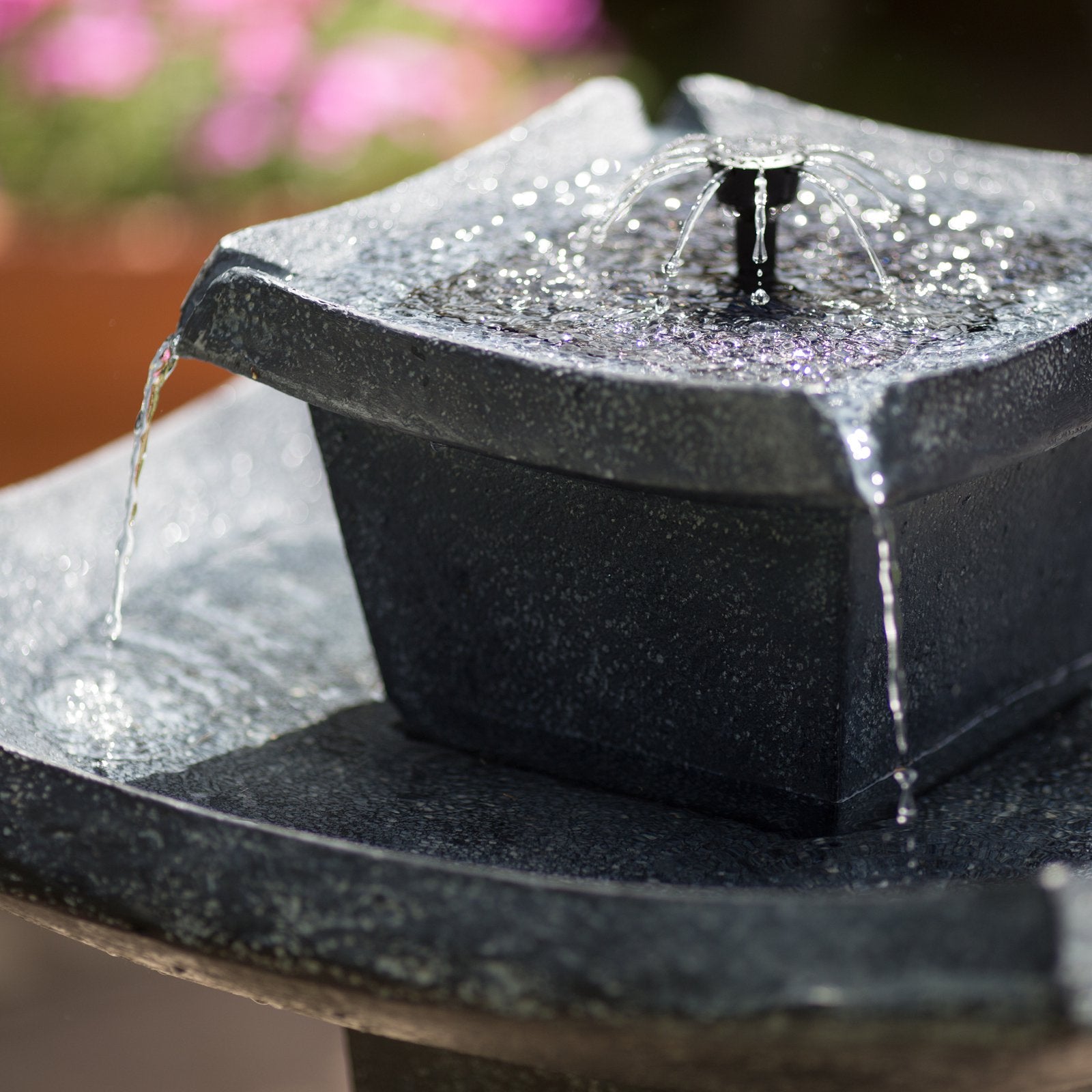 Smart Solar 34252RM1 Mahayana 2-Tier Solar-on-Demand Fountain- Iron