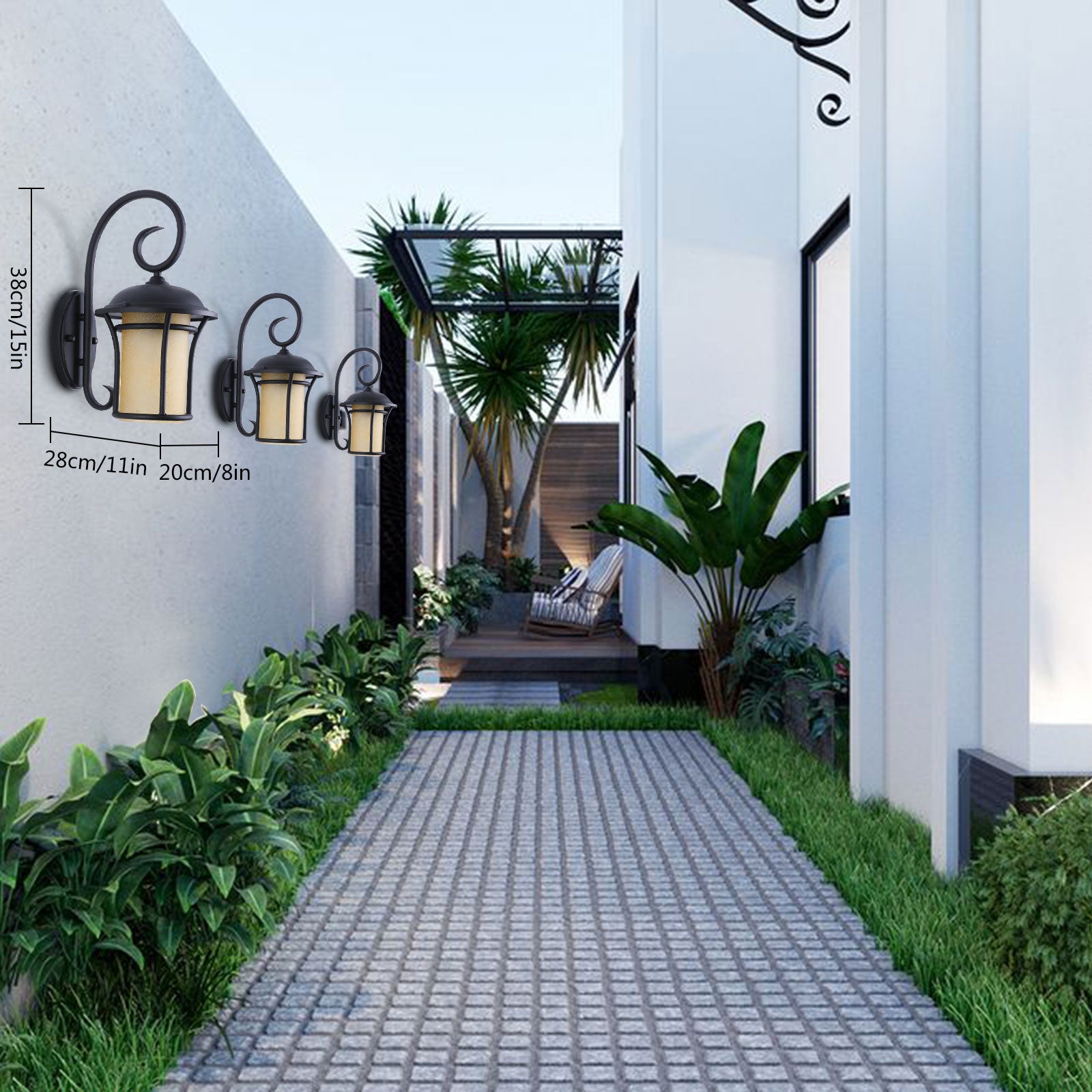 Loyalheartdy Waterproof Outdoor Wall Light, Exterior Wall Lantern Lamp Ground Glass Outside House Sconces Light for Porch Patio