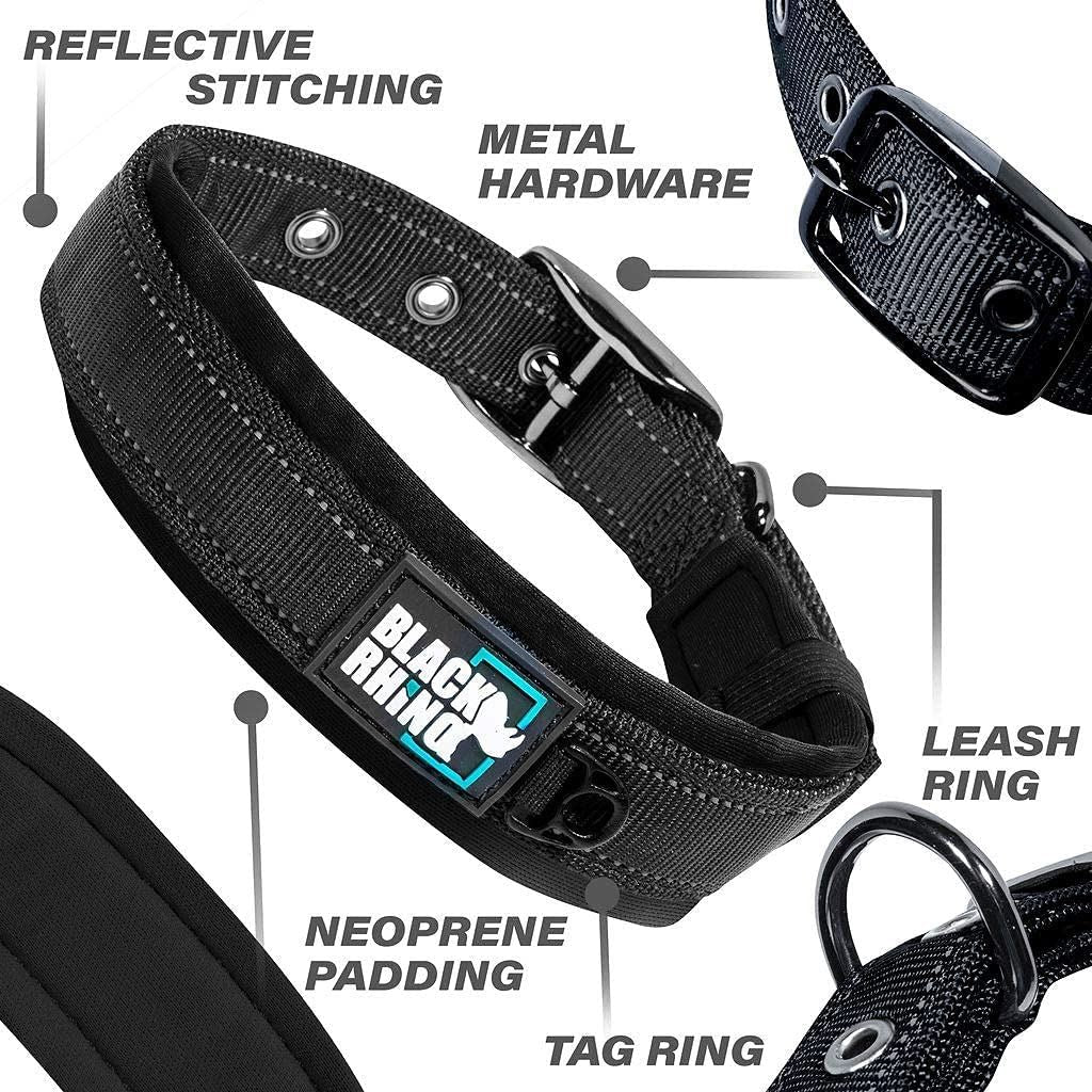 BLACK RHINO Comfort Dog Collar Ultra Soft Neoprene (XLarge， Black)