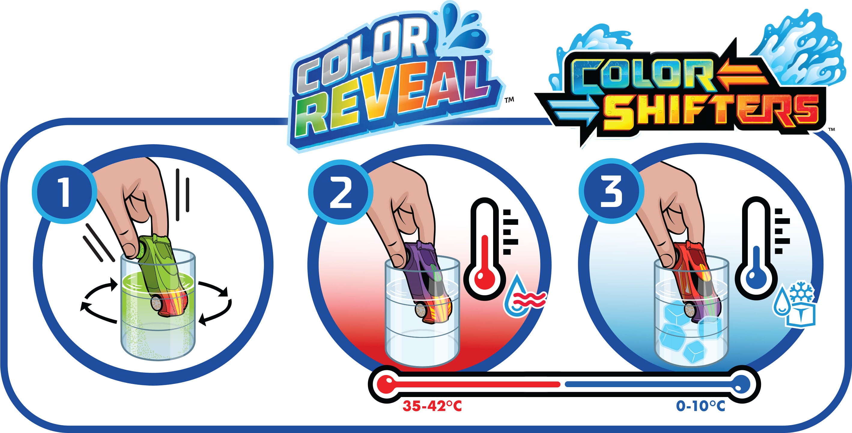 Hot Wheels Color Shifters 1:64 Scale Toy Car， Transforms Color in Water (Styles May Vary)