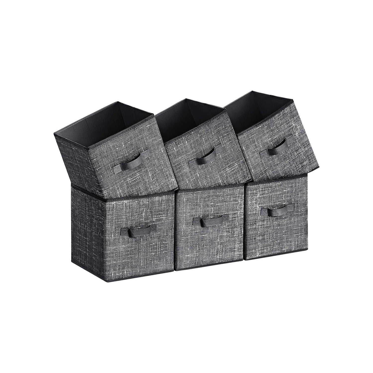 SONGMICS Set of 6 Non-Woven Fabric Bins with Double HandlesBlack