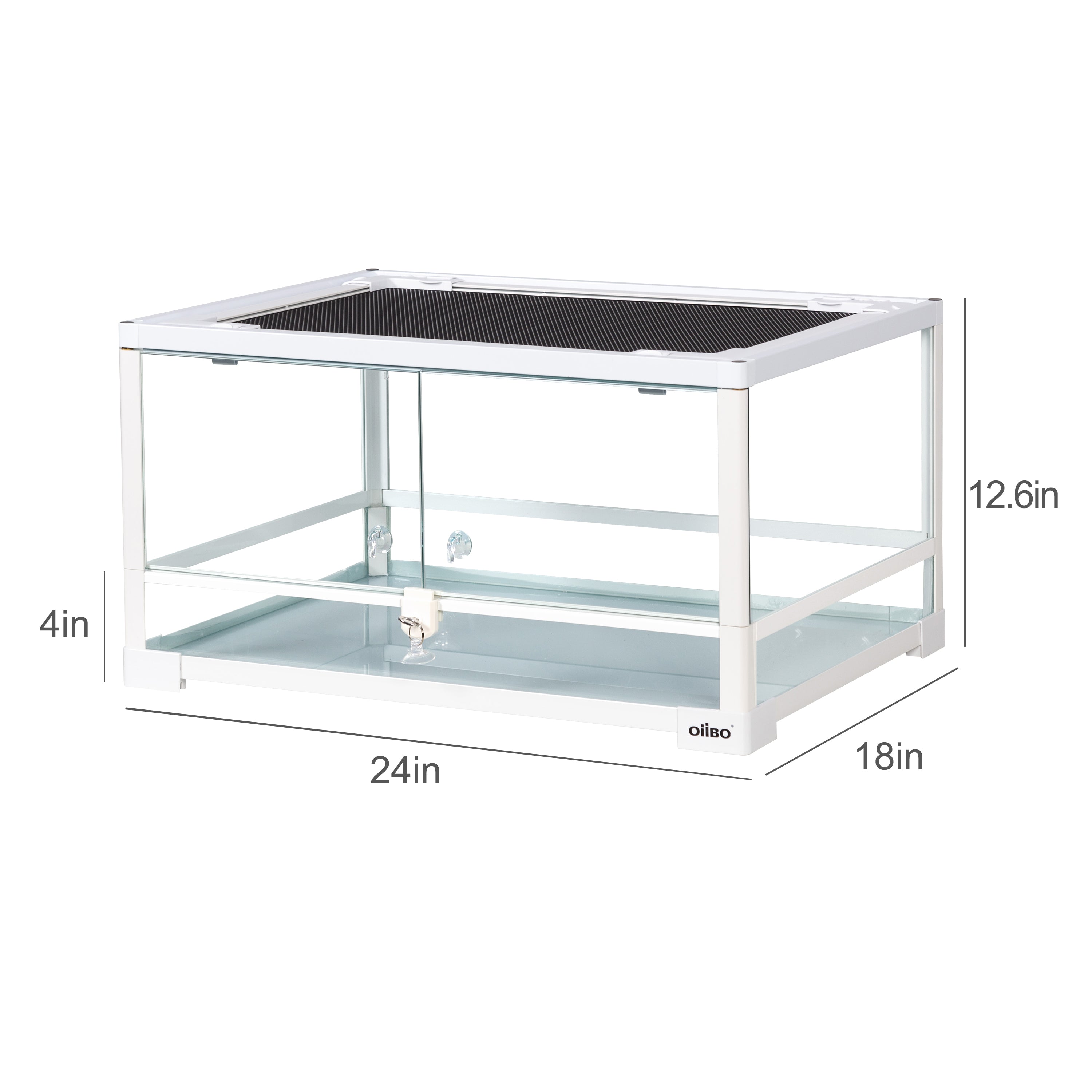 OiiBO Reptile Glass Terrarium， Swing Doors with Screen Ventilation Reptile Terrarium 24