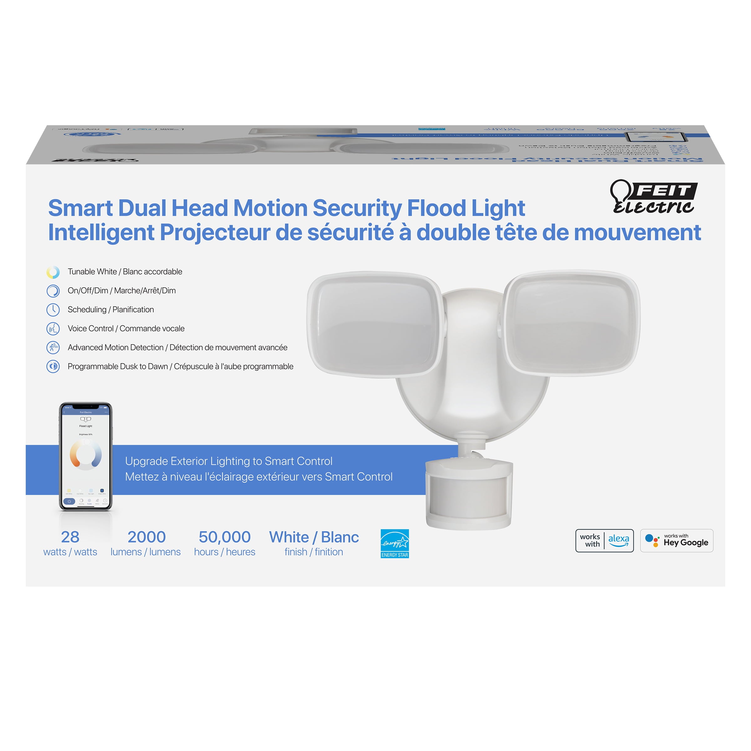 Feit Electric 120° Dual Adjust Smart LED Hardwire Tunable White Motion Security Flood Light 2K Lumen