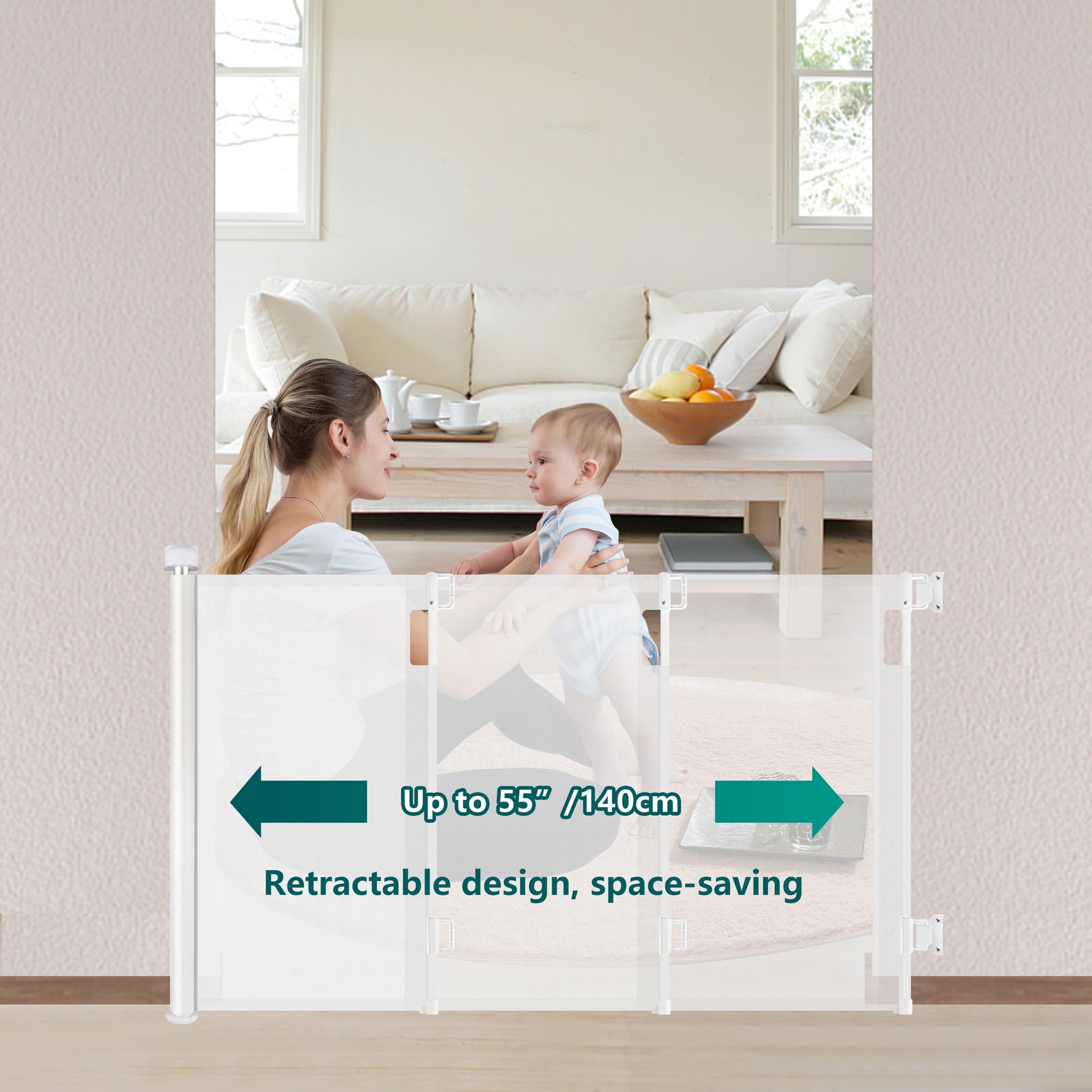 Baby Gate for Doorway， WeGuard Extra Wide Child Safety Gate or Pet Dog Gate 34