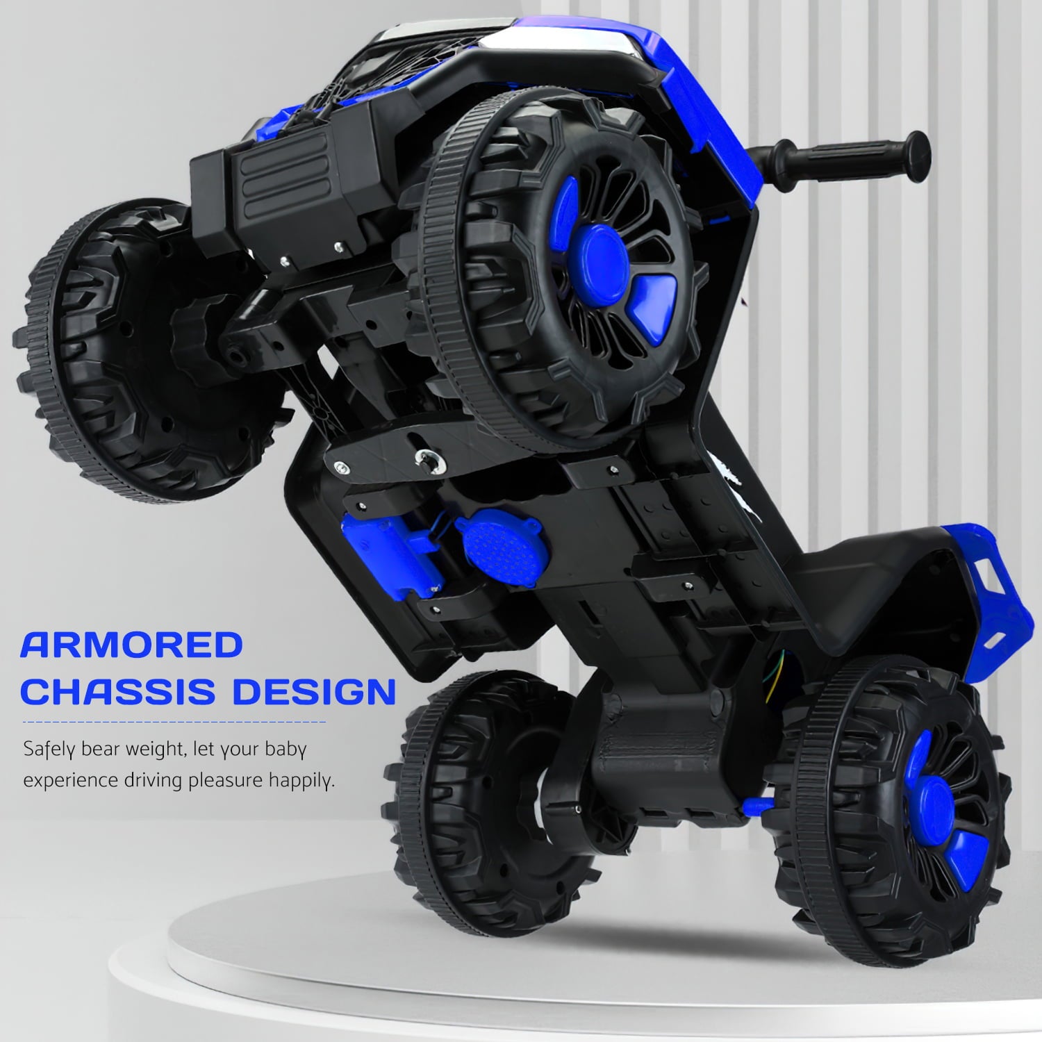 Werseon Kids Ride On ATV，Electric 4-Wheeler Car，6V Battery Powered Electric Vehicle with LED Lights， Blue